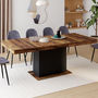 Voir la diapositive 2 : ID MARKET Table à manger extensible rectangle EDEN 6-10 personnes plateau HAWKINS bois foncé et noir 160-200cm
