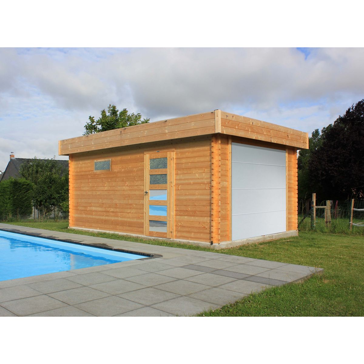 SOLID SUPERIA Garage bois Telfer 17,07 m² avec porte sectionnelle