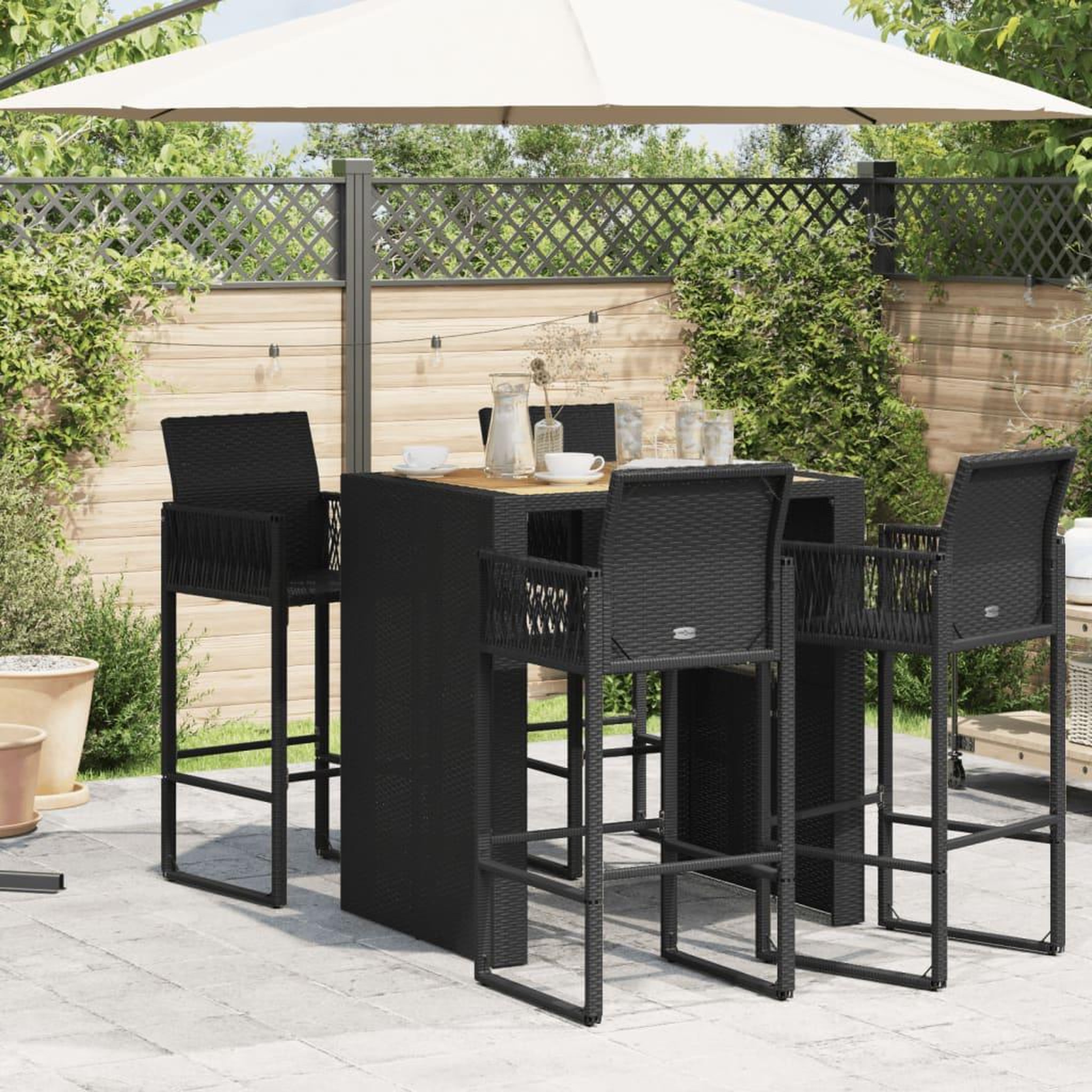 Voir la diapositive 3 : VIDAXL Table de bar de jardin et dessus en bois acacia resine tressee