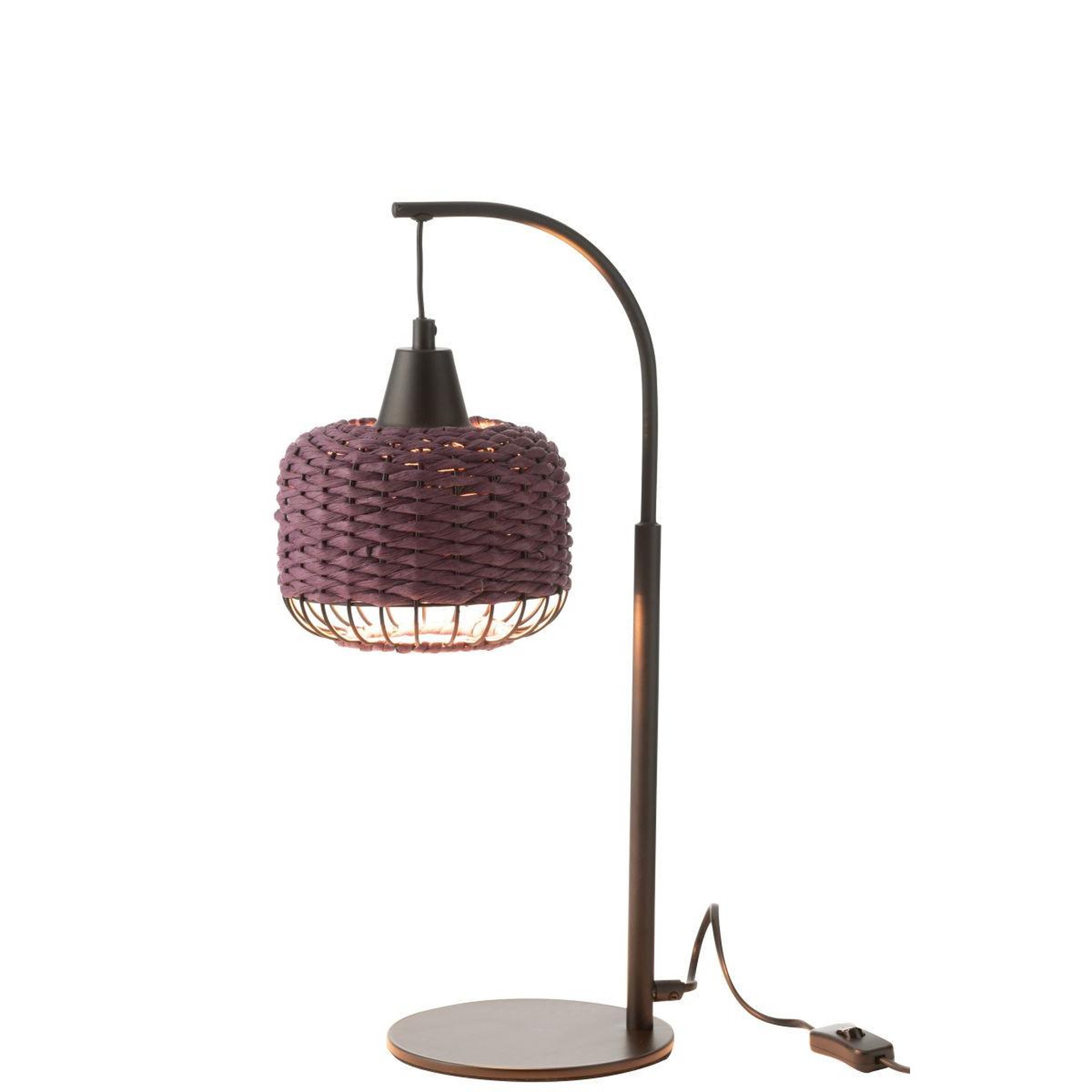 Voir la diapositive 2 : J-LINE Lampe à poser lanterne en métal  eldon  52cm mauve