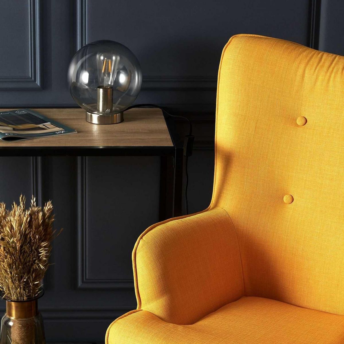 The Home Deco Factory Fauteuil de salon scandi Helsinki - Jaune