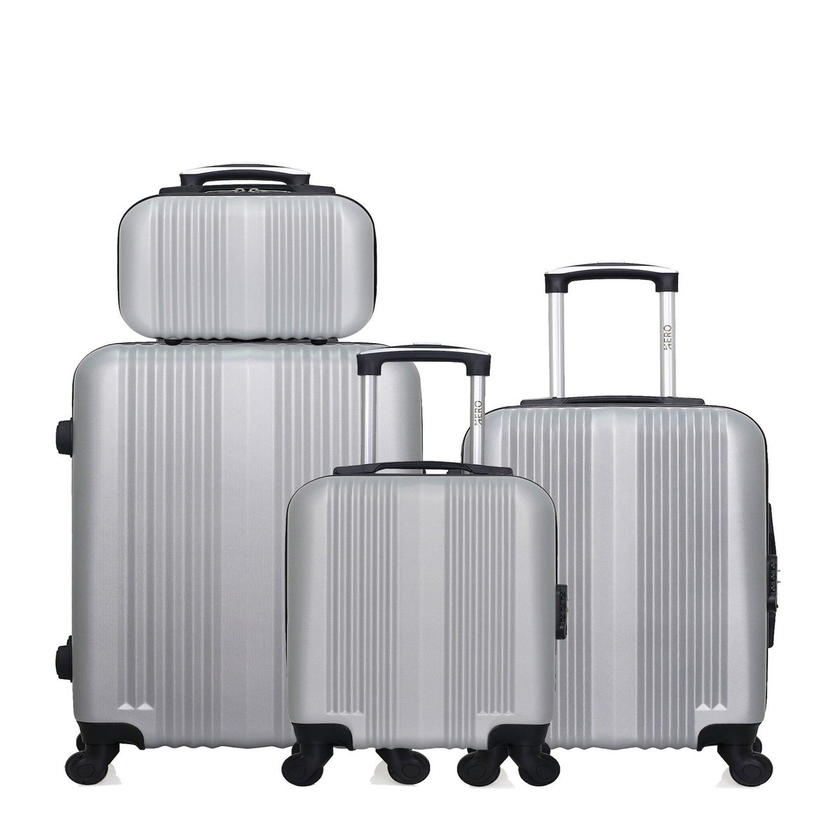 HERO HERO - Lot de 4 - Valise Weekend, valise cabine, valise cabine XXS et vanity LIPARI