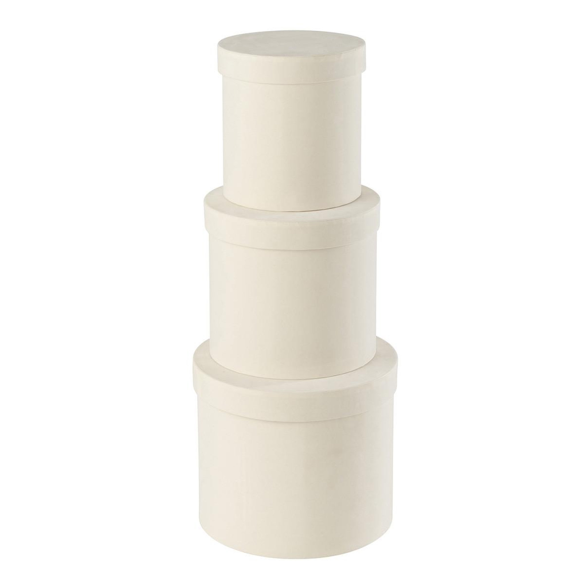 Voir la diapositive 2 : J-LINE Lot de 3 boîtes de rangement rondes  vaughn  27cm blanc