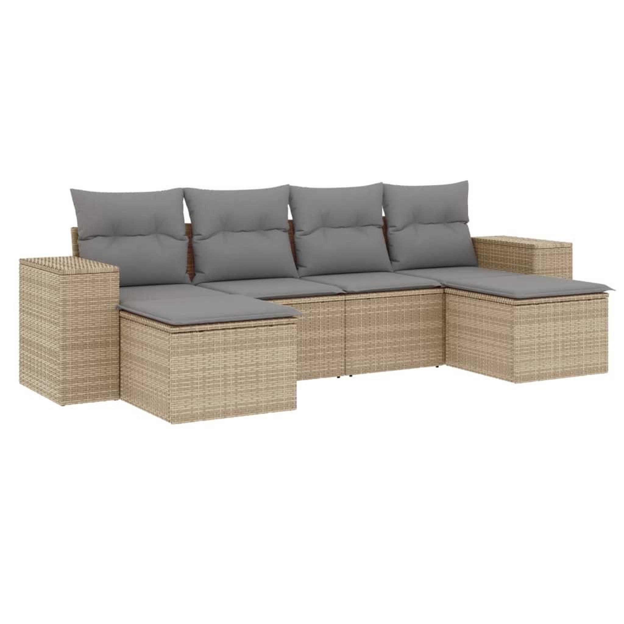 Voir la diapositive 2 : VIDAXL Salon de jardin avec coussins 6 pcs beige resine tressee
