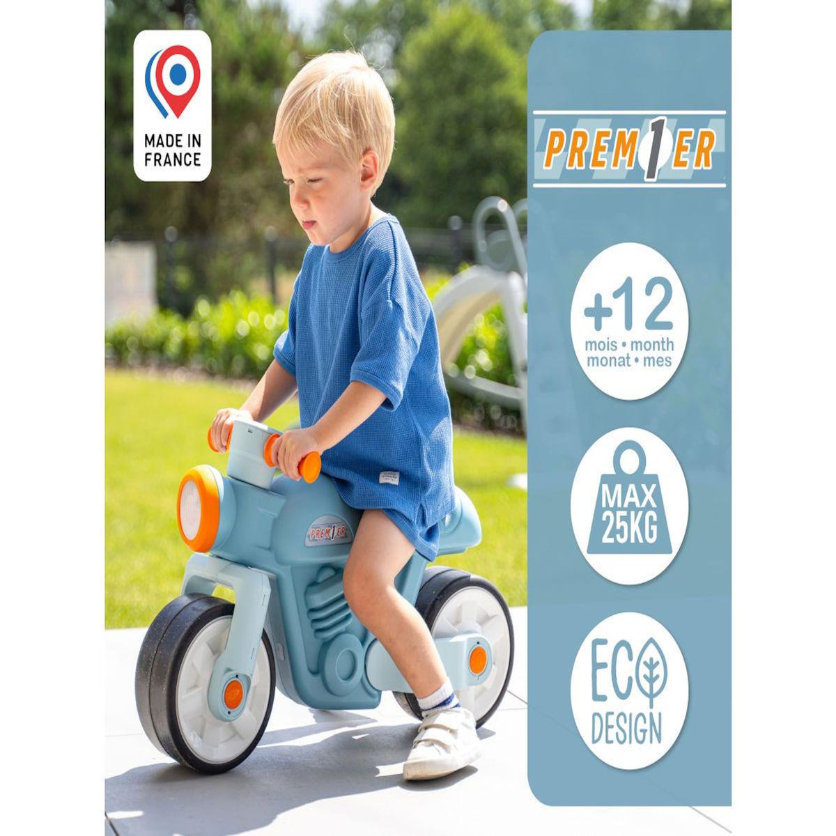 FALK Draisienne vintage Moto bleue avec larges roues silencieuses 1 à 3 ans - Falk