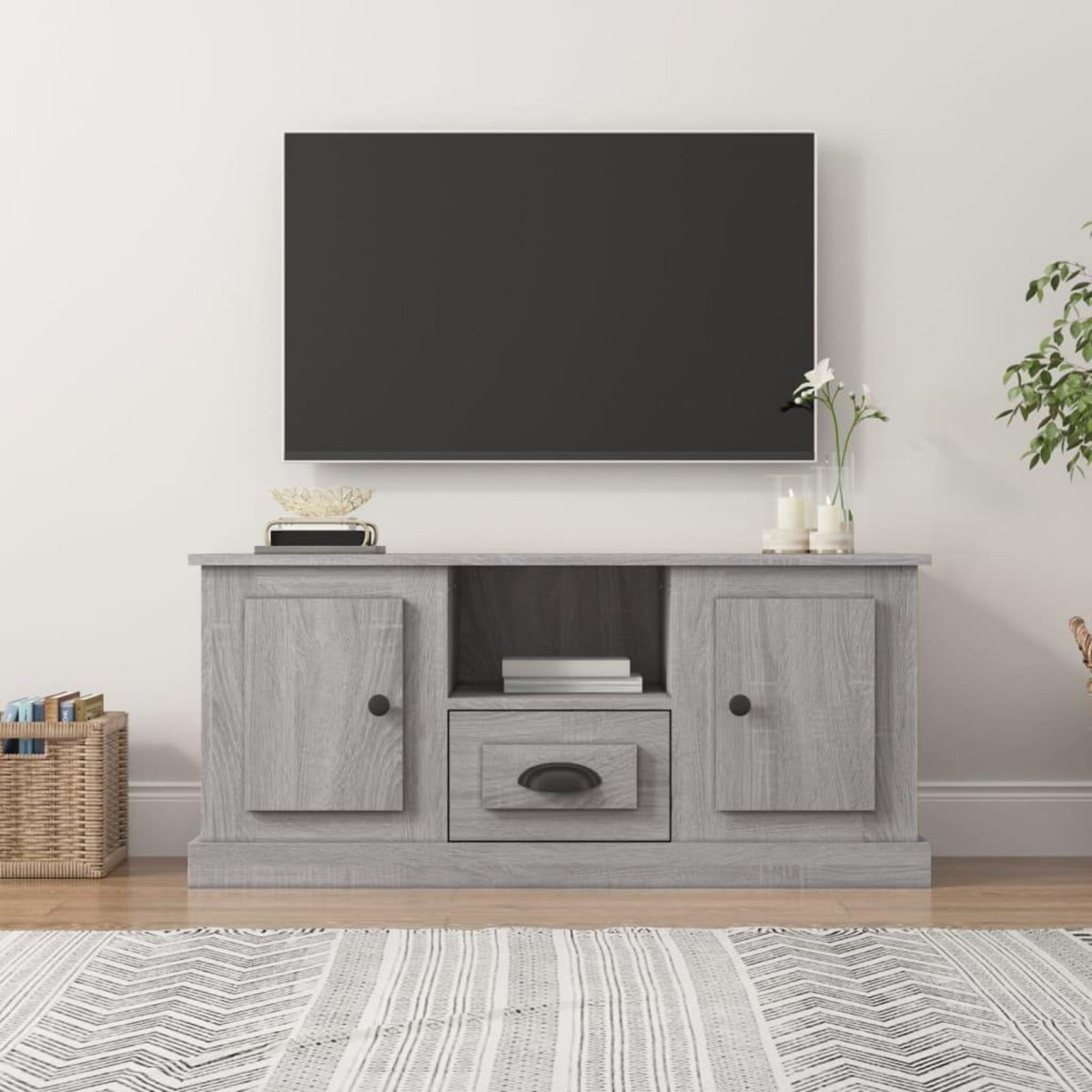 VIDAXL Meuble TV sonoma gris 100x35,5x45 cm bois d'ingenierie