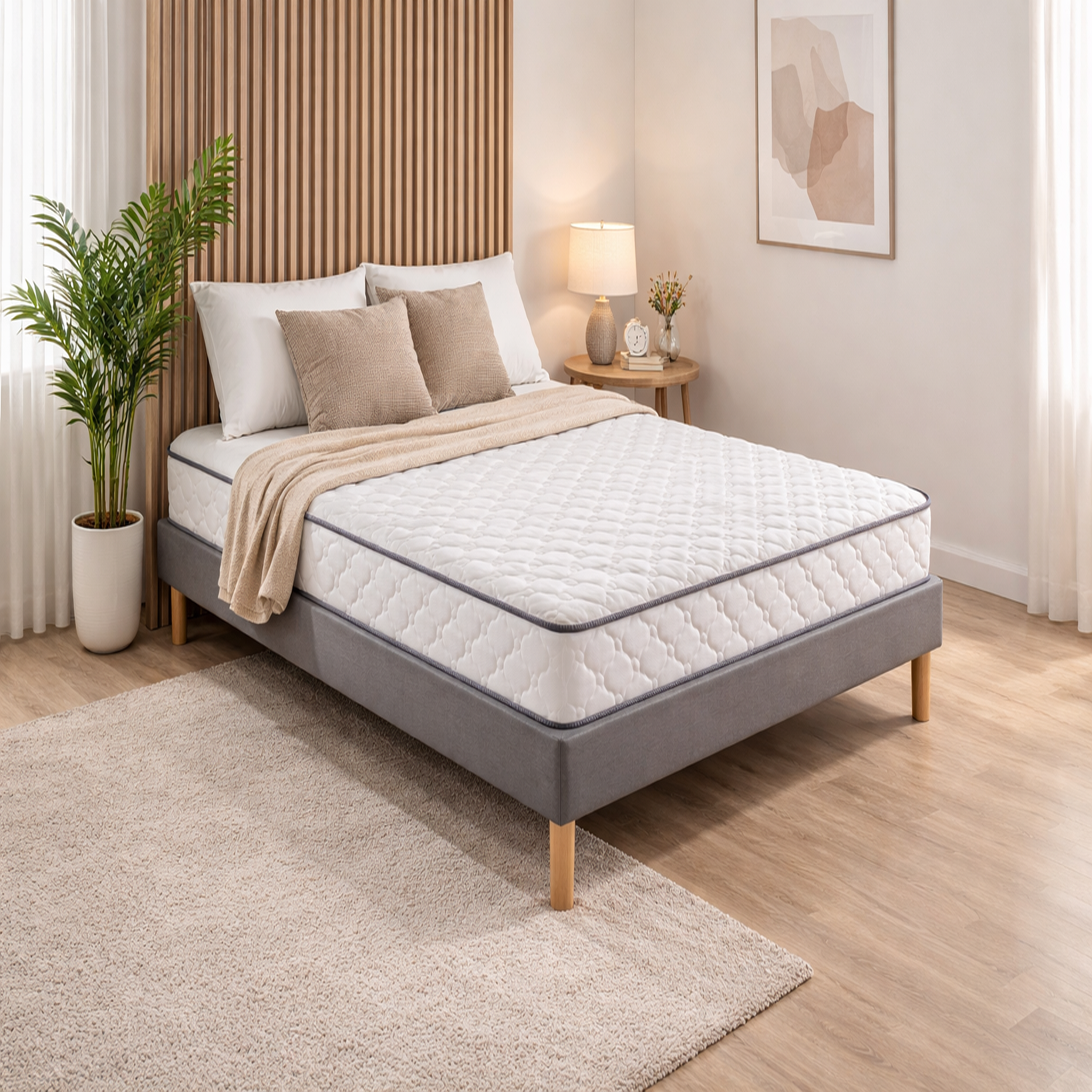 Voir la diapositive 1 : KING OF DREAMS Ensemble Sommier Tapissier et Matelas Soutien Très Ferme