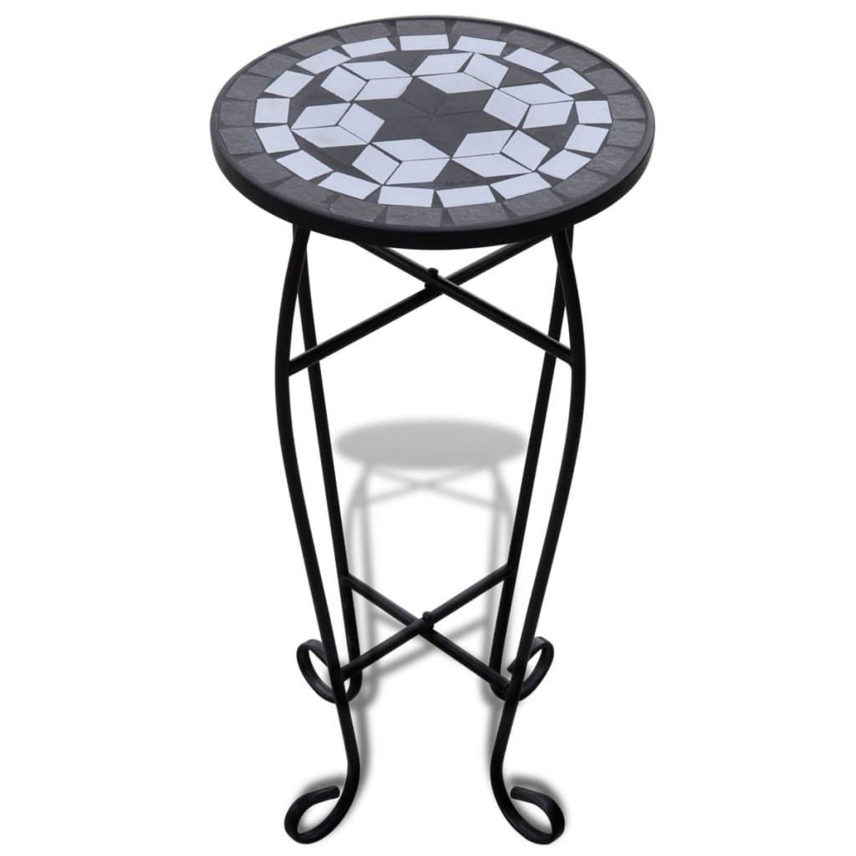 VIDAXL Table d'appoint Mosaïque Noir et blanc