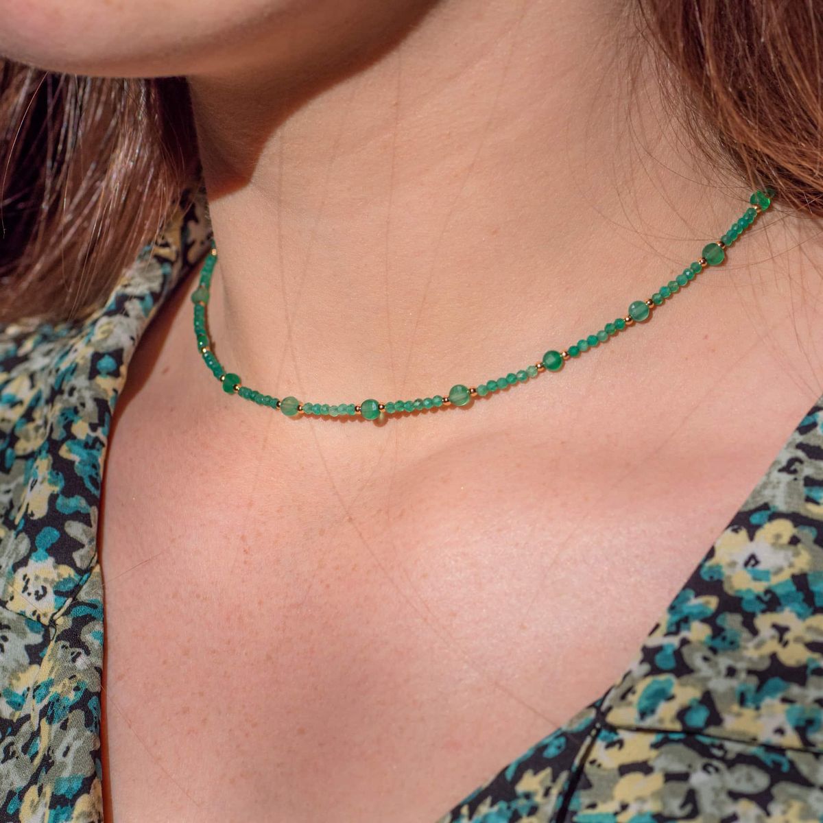 SLOYA Collier Paloma en pierres Agate Verte