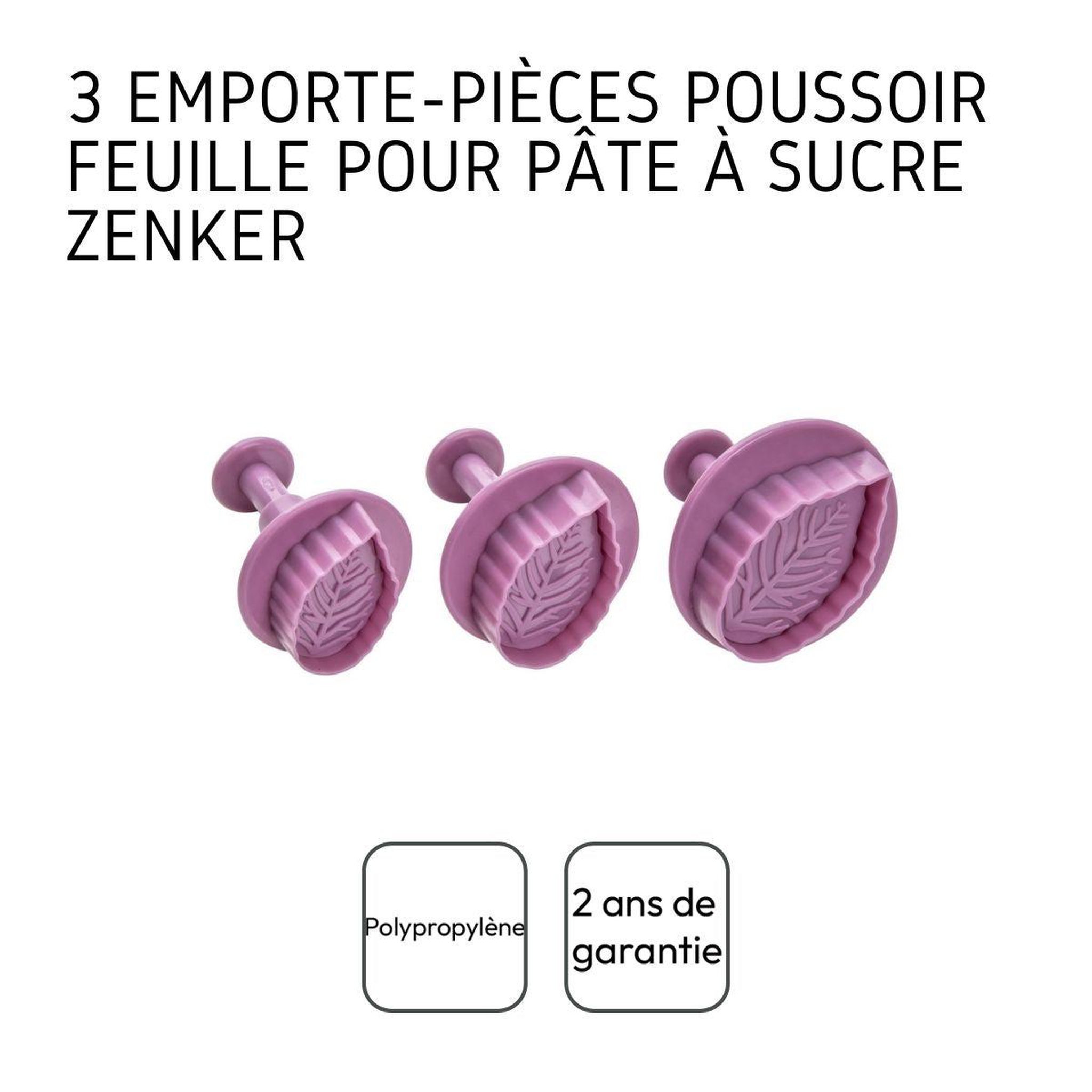 Voir la diapositive 4 : ZENKER Lot de 3 emporte-pièces poussoir motif feuille zenker sweet sensation