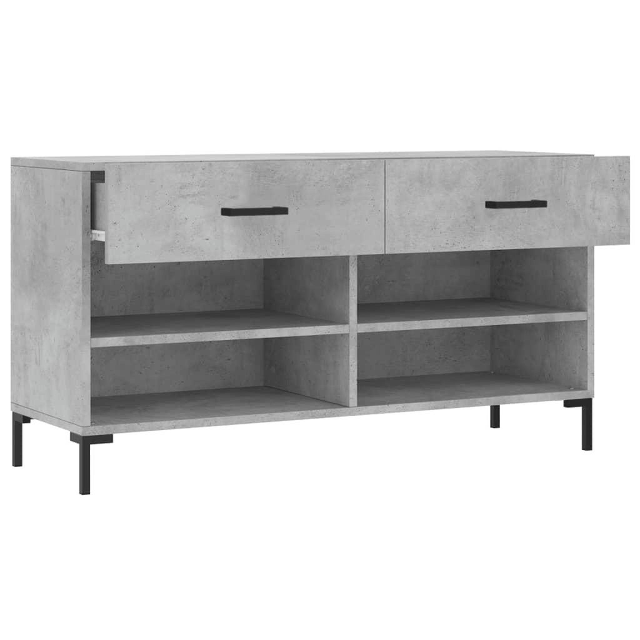 Voir la diapositive 5 : VIDAXL Banc a chaussures gris beton 102x35x55 cm bois d'ingenierie