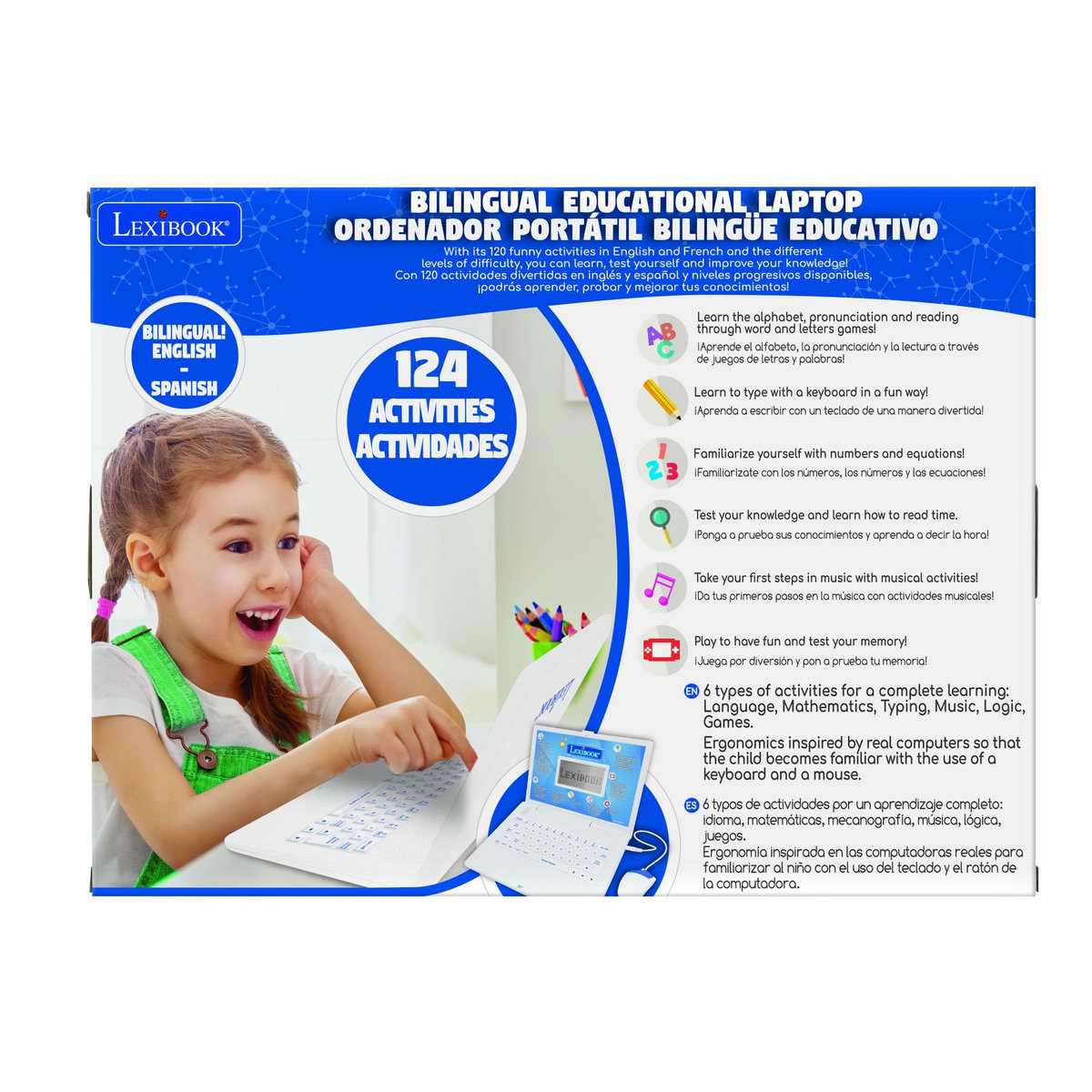 Lexibook ordinateur portable éducatif Power Kid bilingue anglais et espagnol
