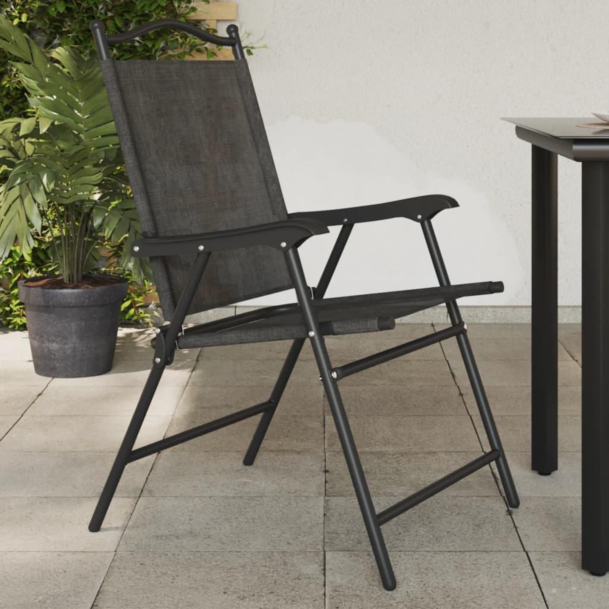 VIDAXL Chaises de jardin pliables lot de 4 en acier et textilene
