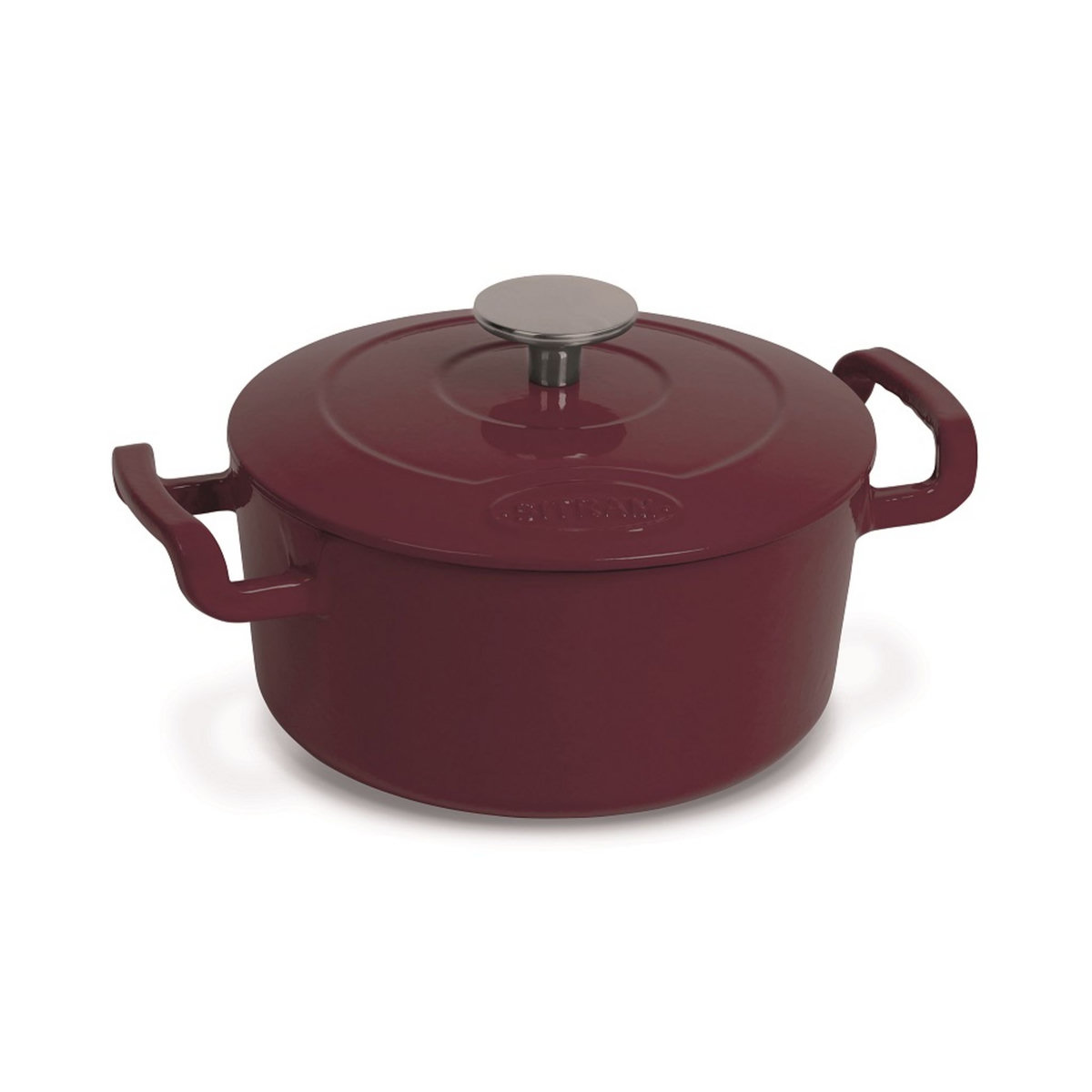 SITRAM Cocotte en fonte acier ronde 2.5 litres bordeau intérieur émaillée blanc