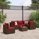 VIDAXL Salon de jardin 6 pcs avec coussins Marron Resine tressee