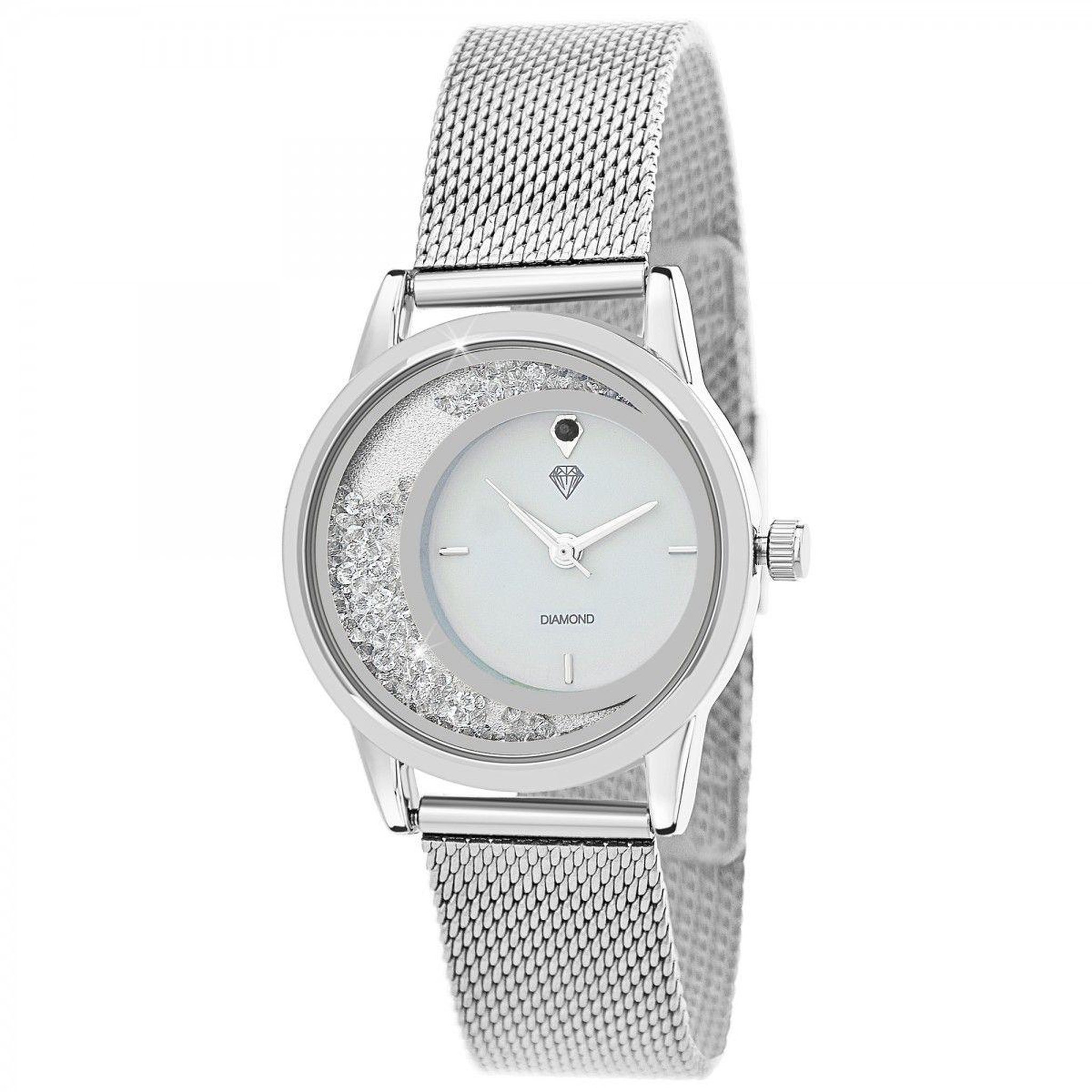 SC CRYSTAL Montre Lynn élégante ornée d'un diamant noir et de cristaux scintillants par SC Crystal