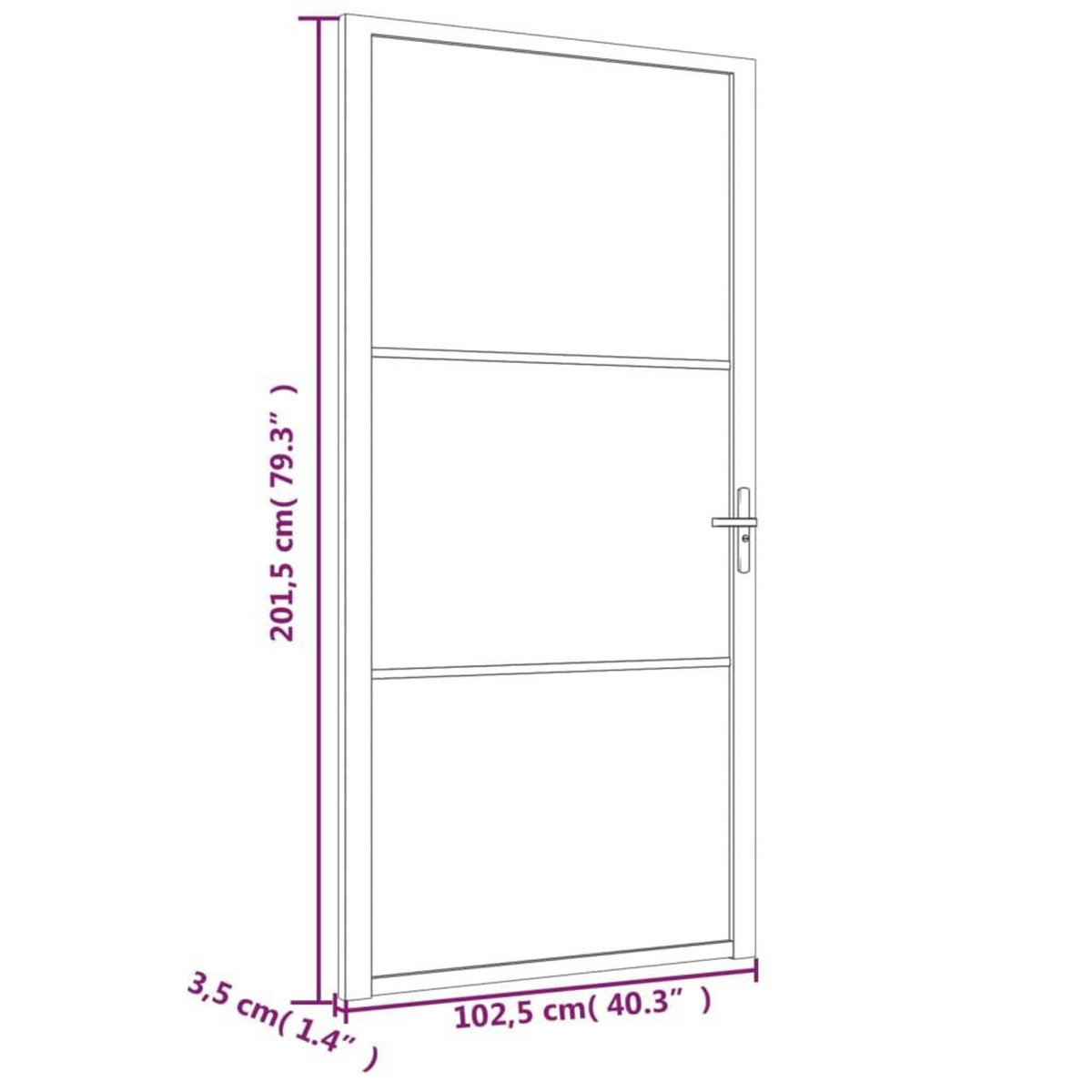 VIDAXL Porte interieure 102,5x201,5 cm Noir Verre ESG et aluminium