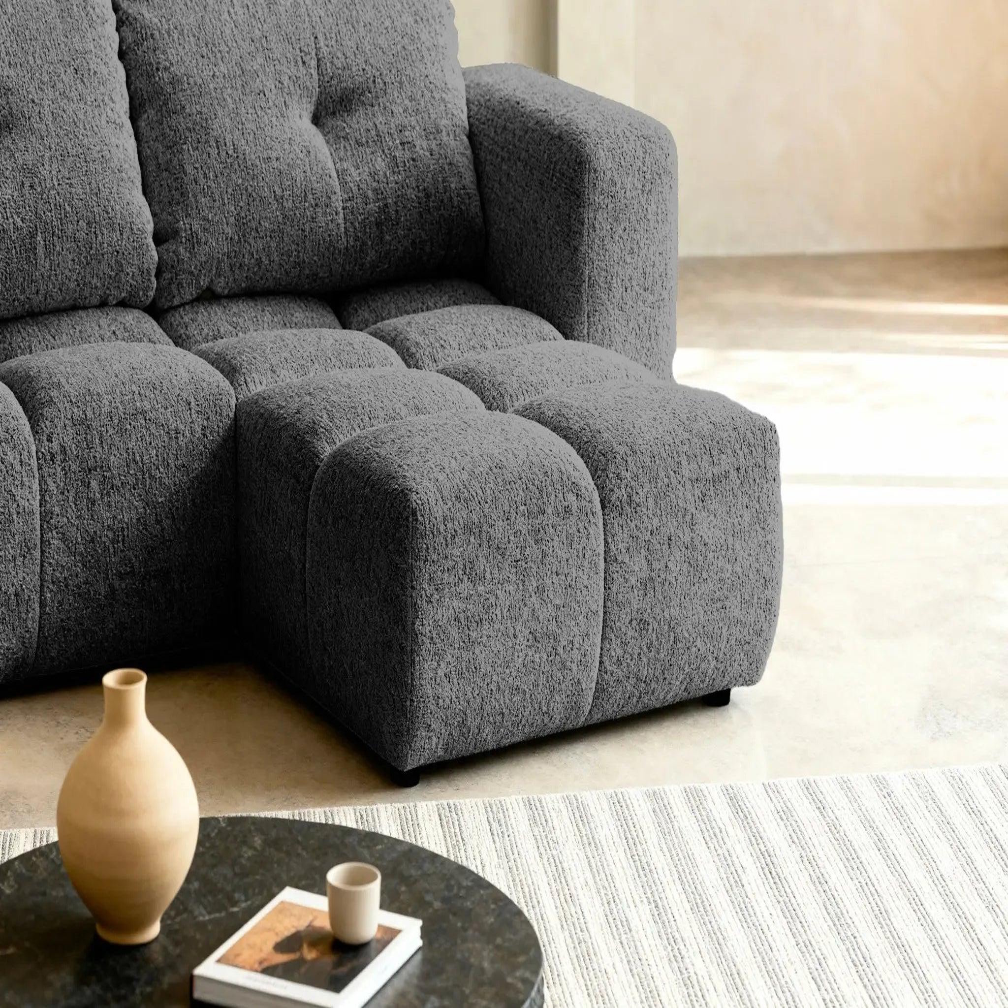 Voir la diapositive 4 : CASANOVA PARIS Romy mini - canapé d'angle convertible tissu chenille 2 places