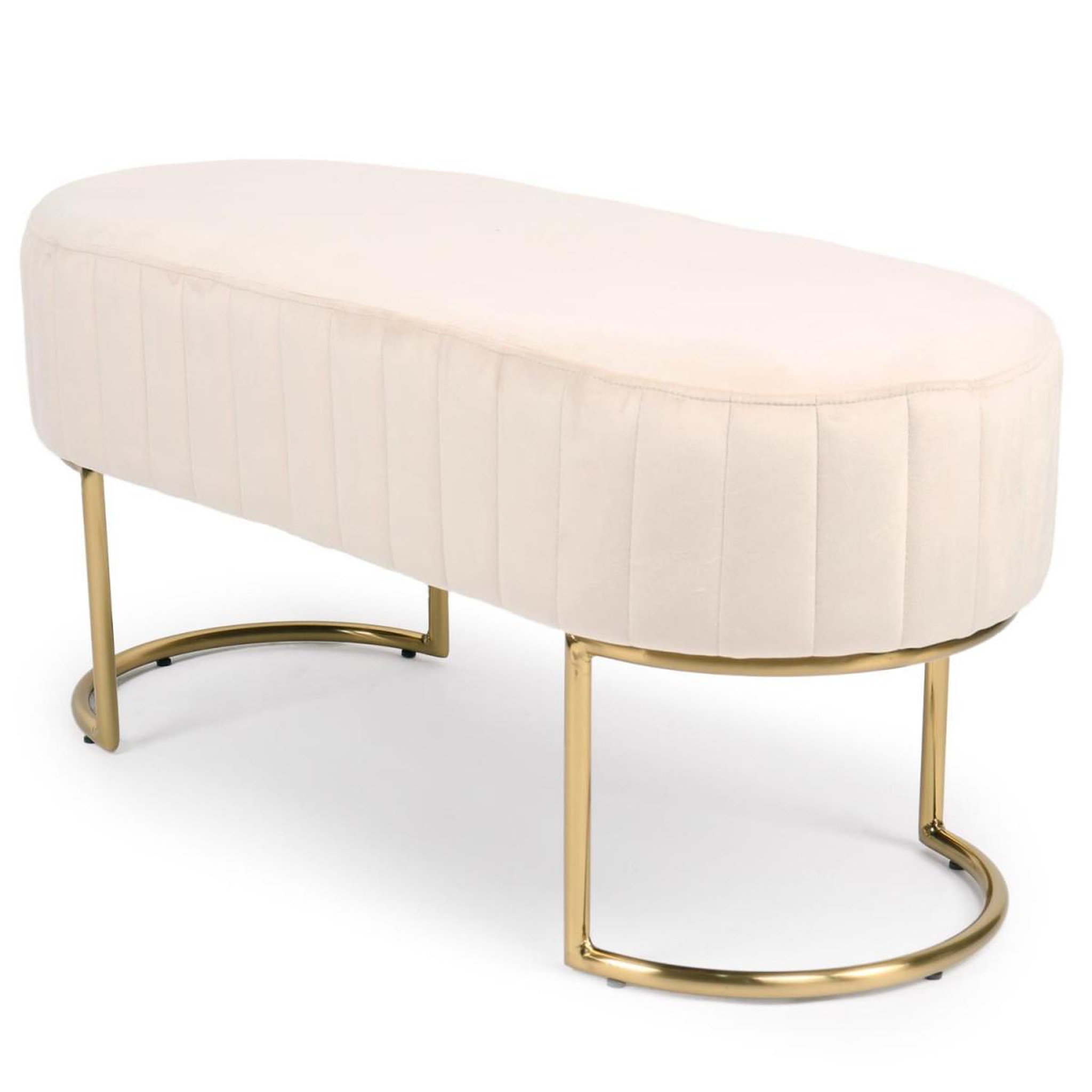 Voir la diapositive 2 : Paris Prix Banquette en velours  philomène  100cm beige