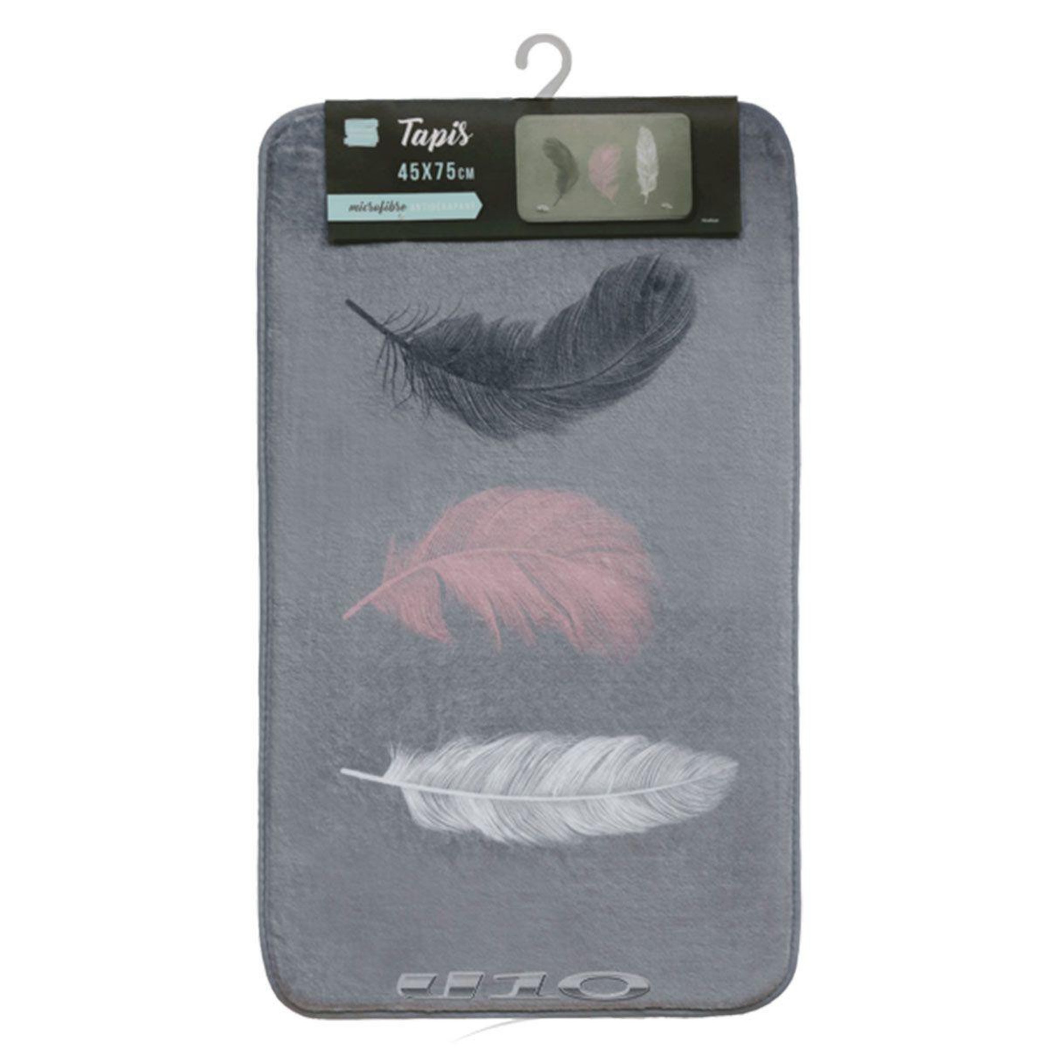 Voir la diapositive 2 : Douceur d'Intérieur Tapis de bain imprimé  penelope  45x75cm gris