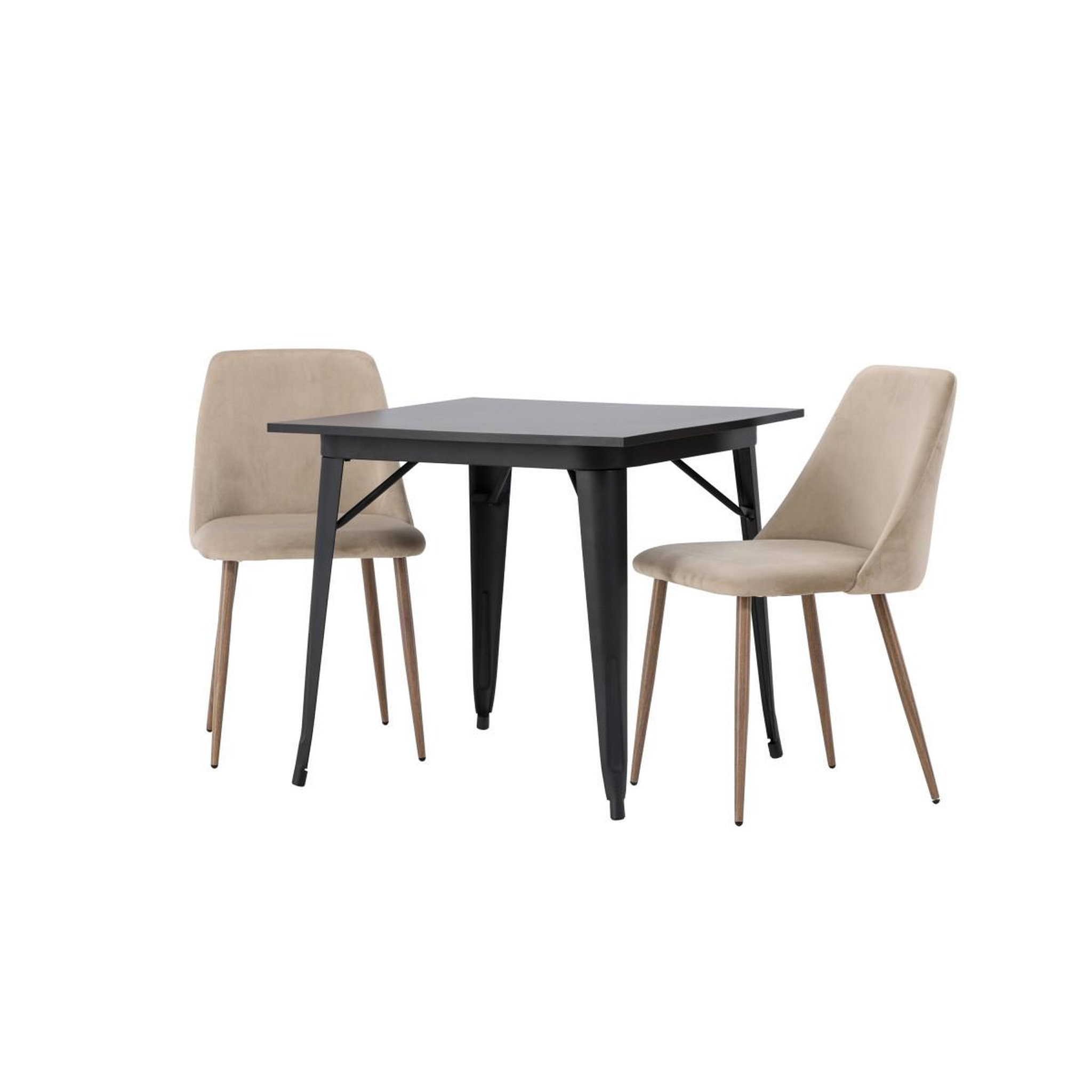 Voir la diapositive 5 : Paris Prix Ensemble table à manger & 2 chaises  tempe & night  80cm noir & sable