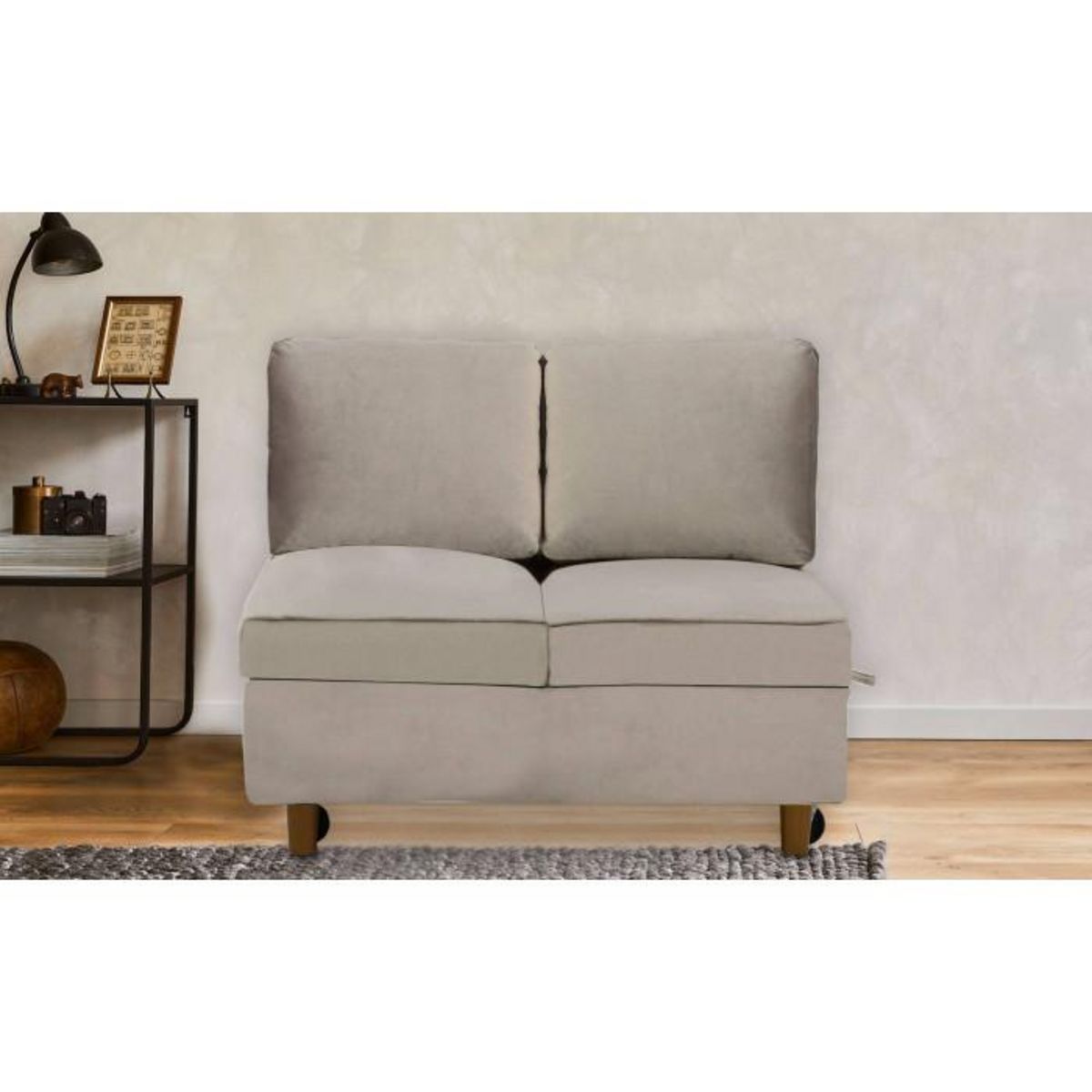 Paris Prix Banquette 2 Places Convertible Velours  Théo  107cm Taupe