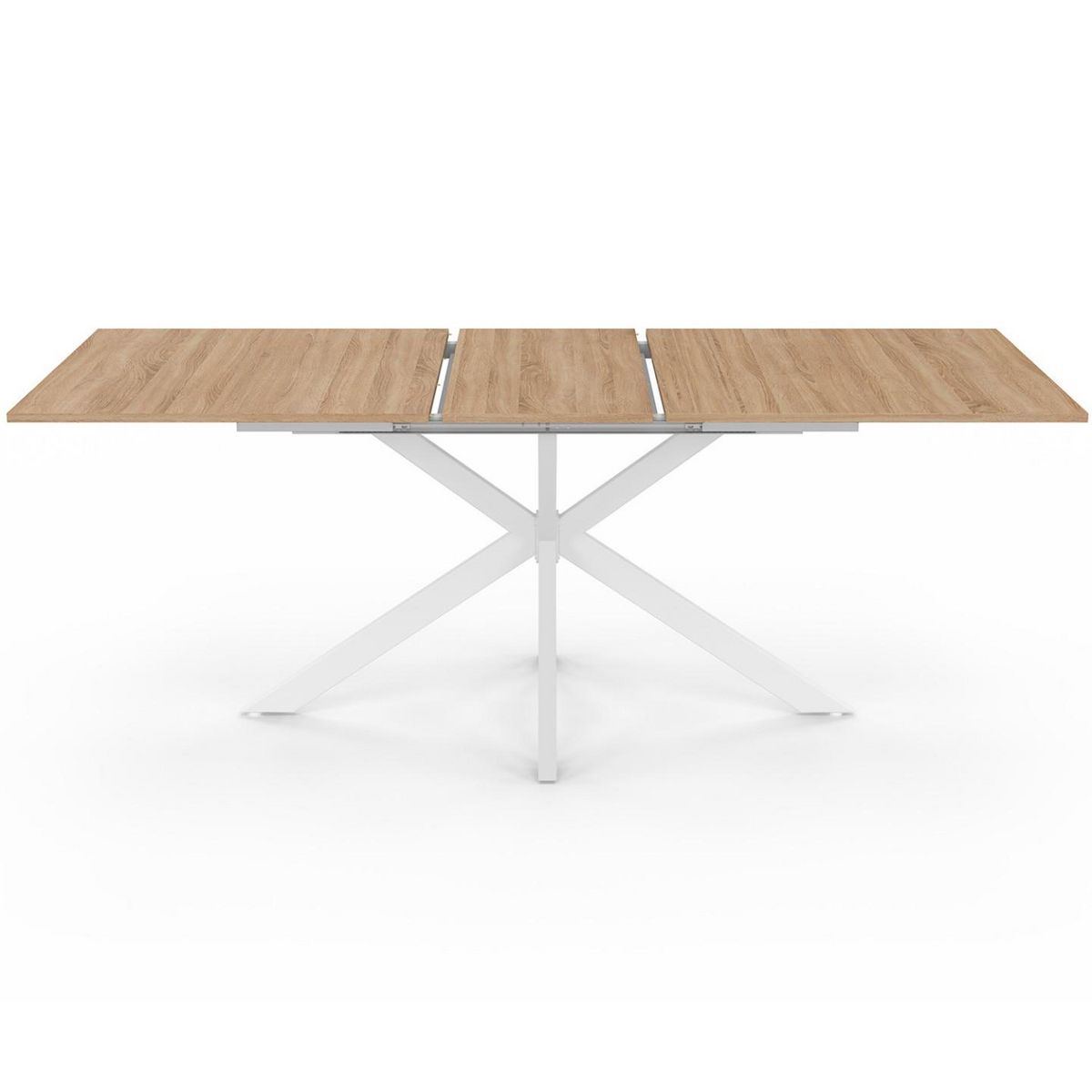 ID MARKET Table à manger extensible rectangle ALIX 6-10 personnes bois et blanc 160-200 cm