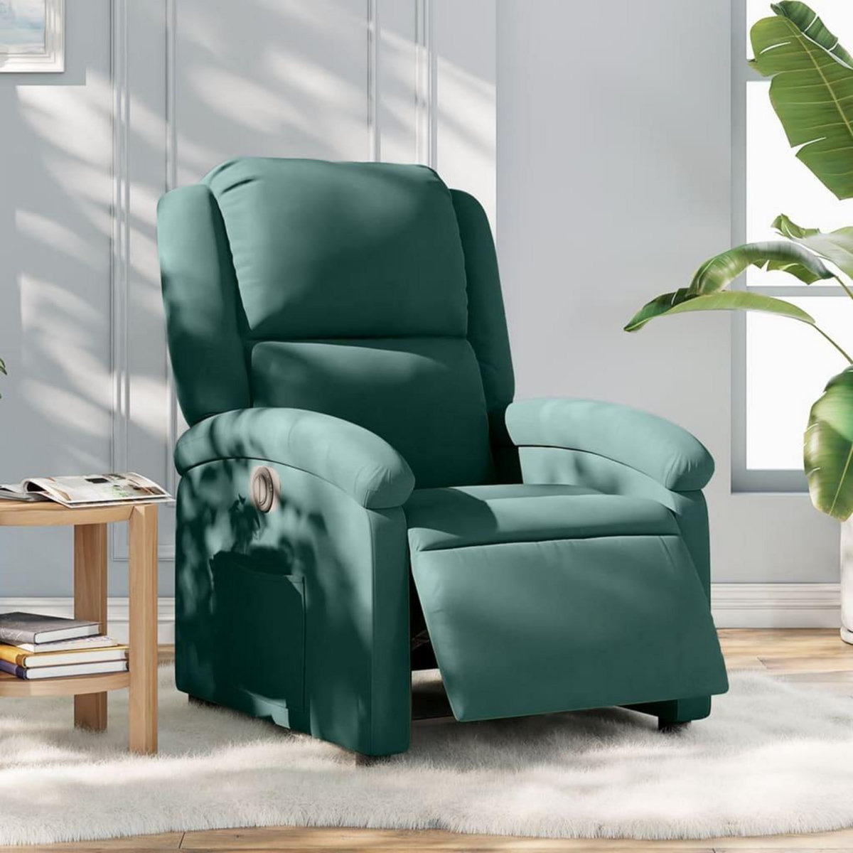 VIDAXL Fauteuil inclinable electrique vert fonce velours