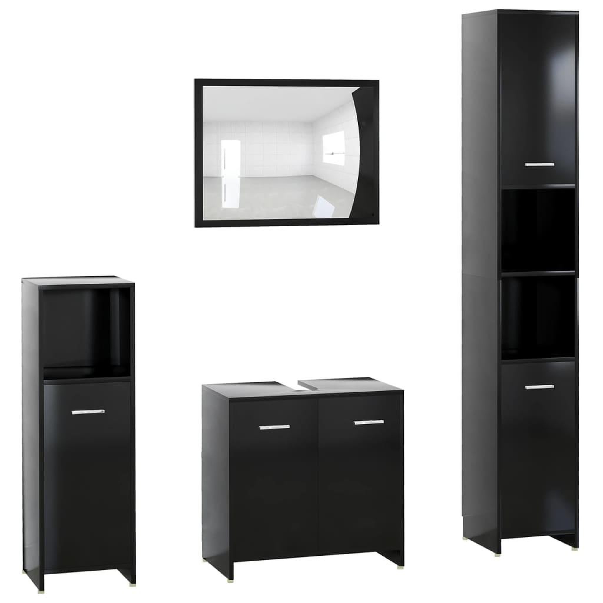 Voir la diapositive 2 : VIDAXL Ensemble de meubles de salle de bain 4 pcs Noir Bois ingenierie