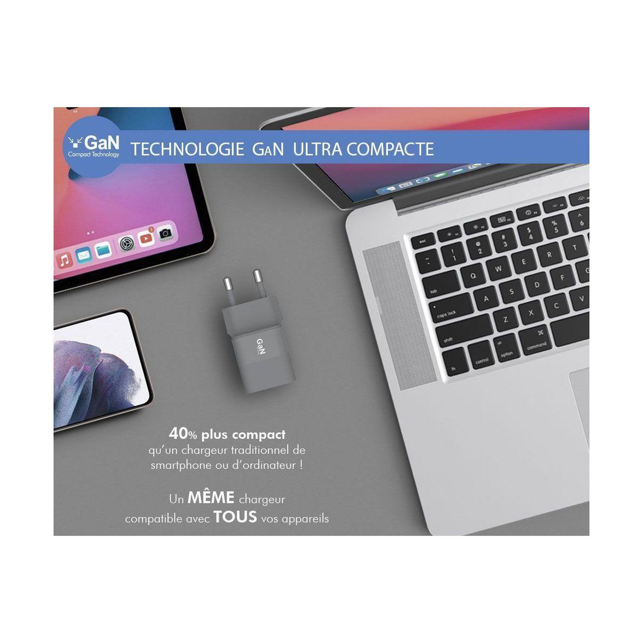 Voir la diapositive 5 : FORCE POWER Chargeur 30w usb-c made in france gris