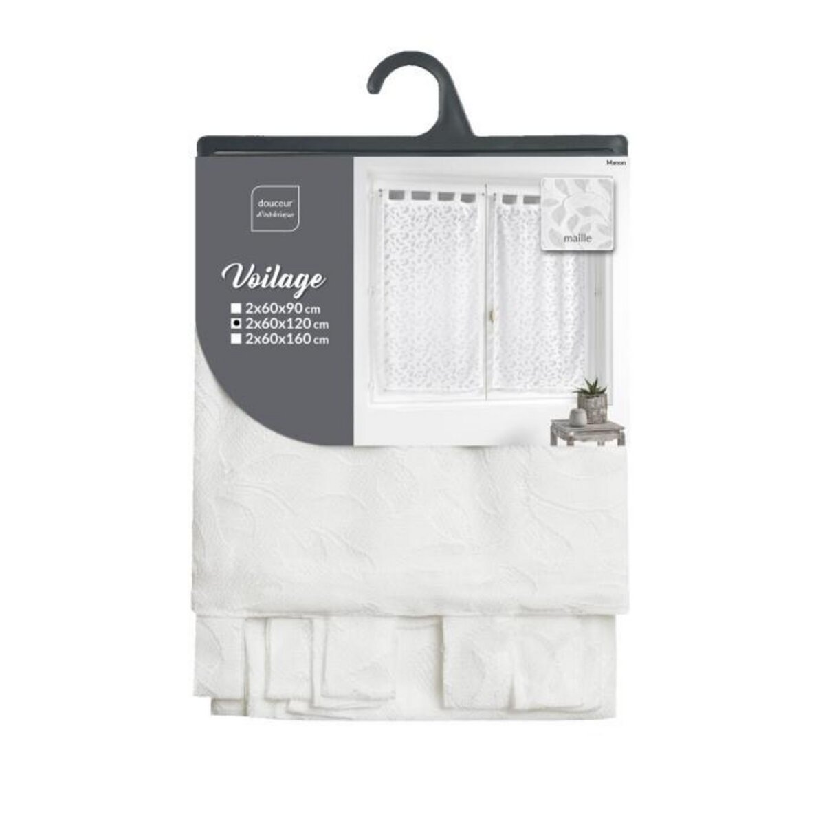 Paris Prix Paire de Voilages Maille  Manon  60x120cm Blanc