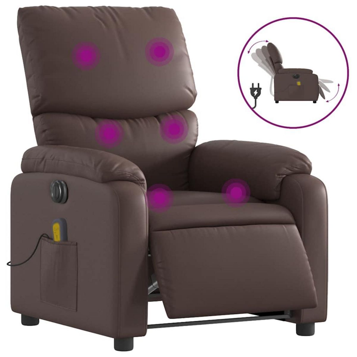 VIDAXL Fauteuil de massage inclinable electrique marron similicuir