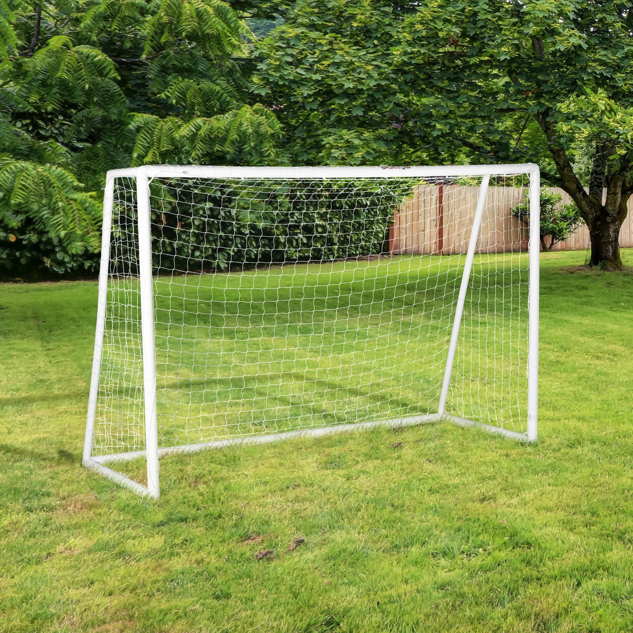 Voir la diapositive 2 : HOMCOM But de football cage de foot but futsal - dim. 2,4l x 0,9l x 1,8h m - pvc blanc