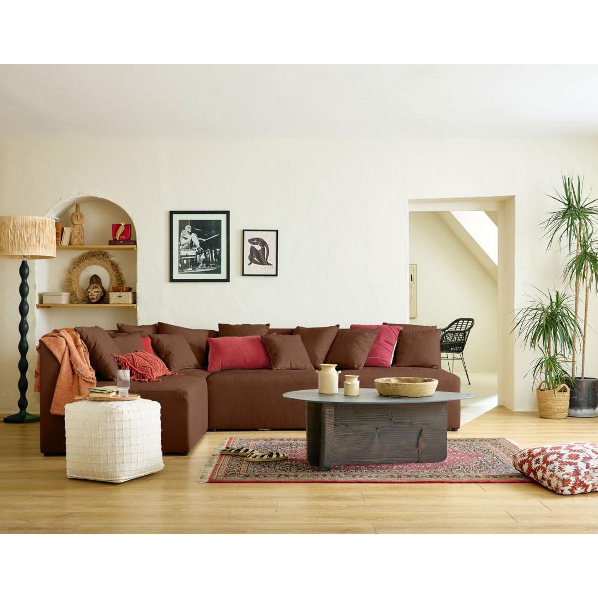 LISA DESIGN Amalfi - canapé modulable d'angle réversible - 4 places - en tissu