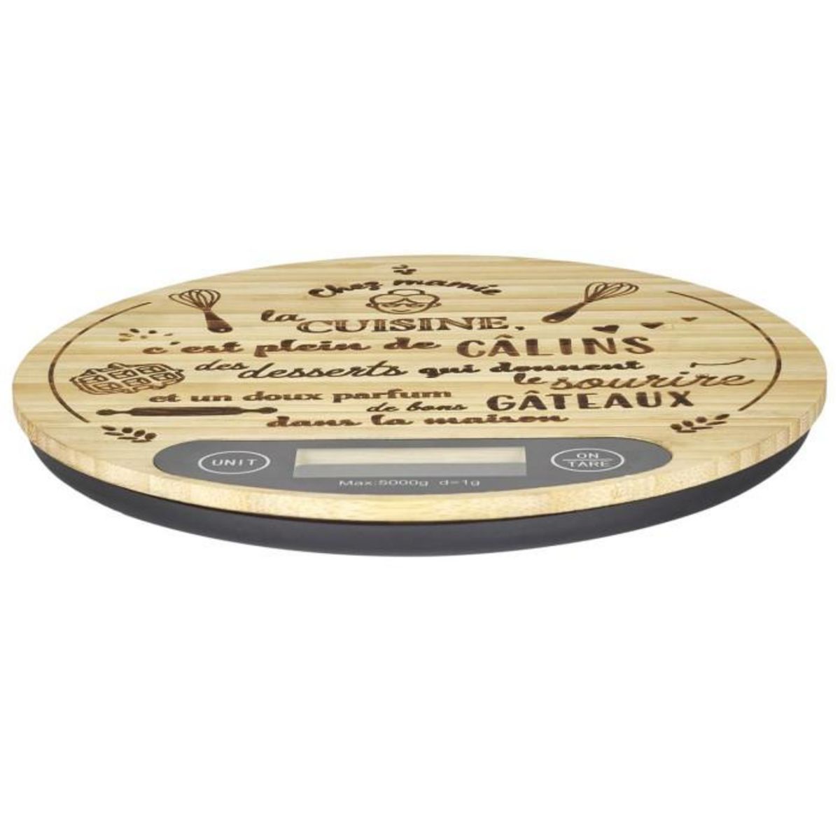 Paris Prix Balance de Cuisine Électronique  Mamie Lily  18cm Marron