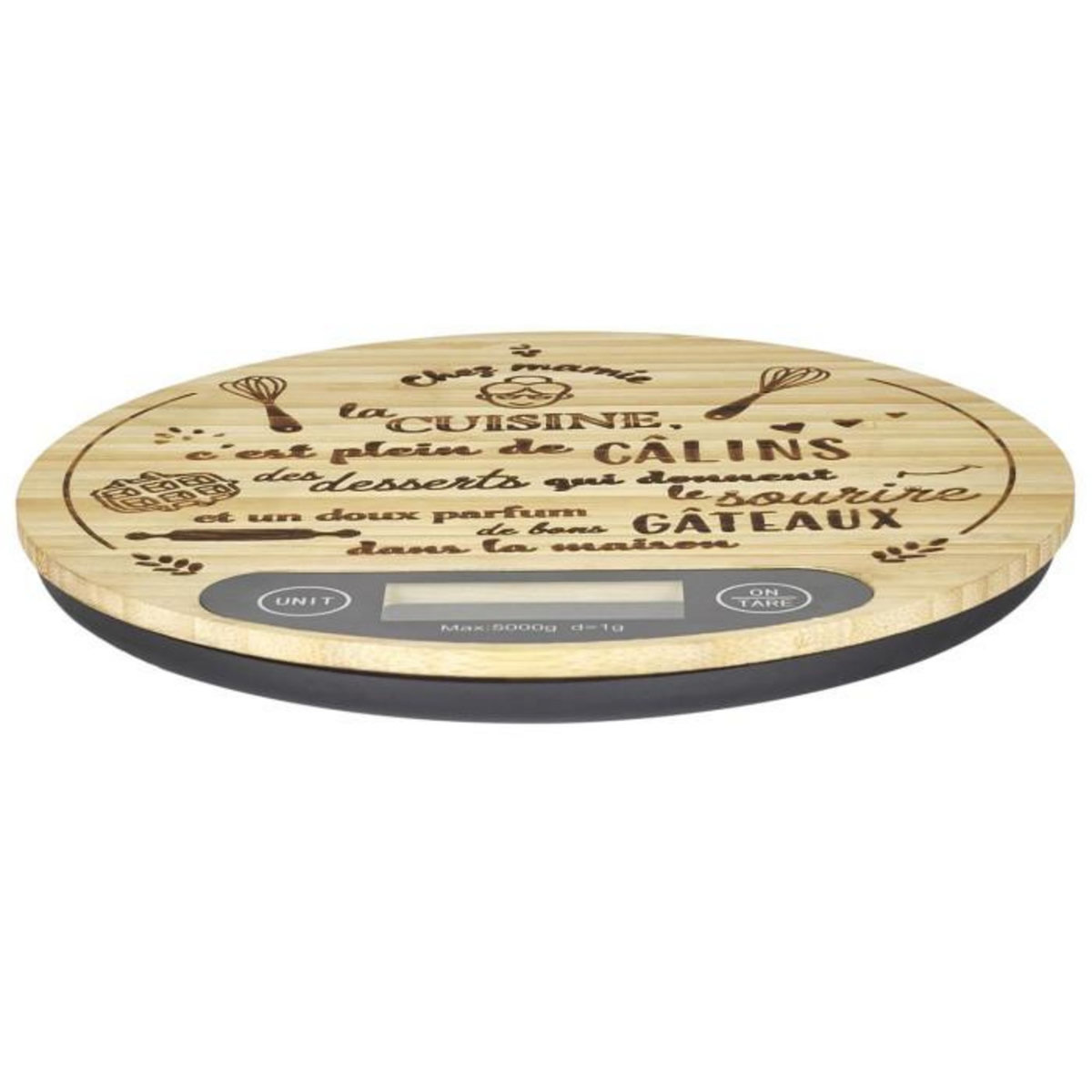 Paris Prix Balance de Cuisine Électronique  Mamie Lily  18cm Marron