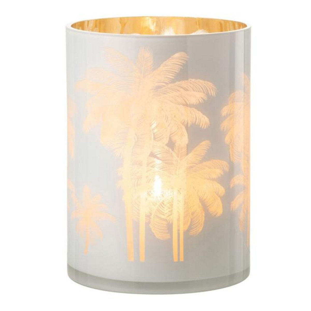 Paris Prix Photophore Design  Palmier  24cm Bleu & Or