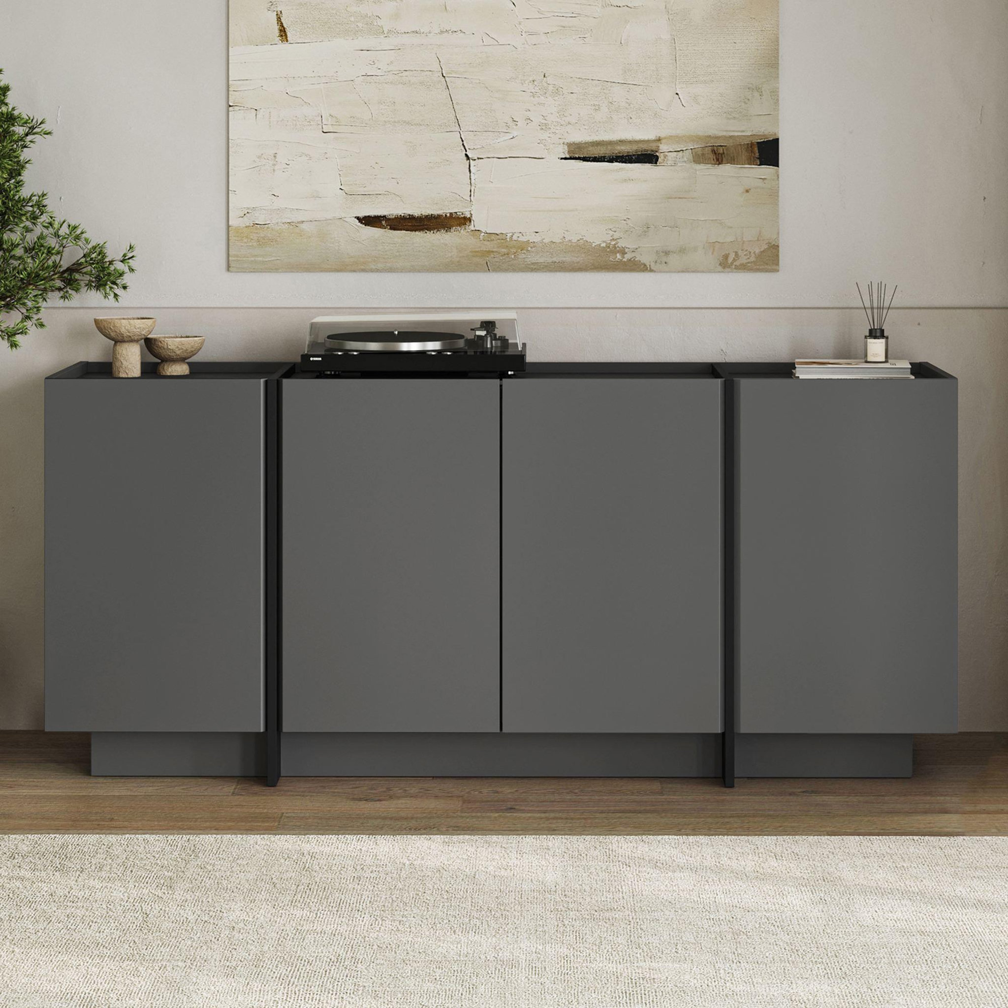 Voir la diapositive 3 : Habitat et Jardin Buffet en bois  dorma  - 180 x 45 x 80 cm - anthracite / noir