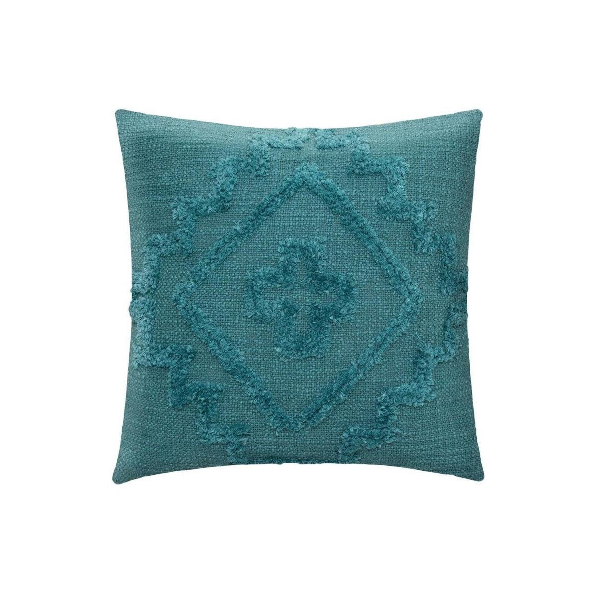 Voir la diapositive 1 : ATMOSPHERA Coussin déco tufté  inca  40x40cm bleu canard