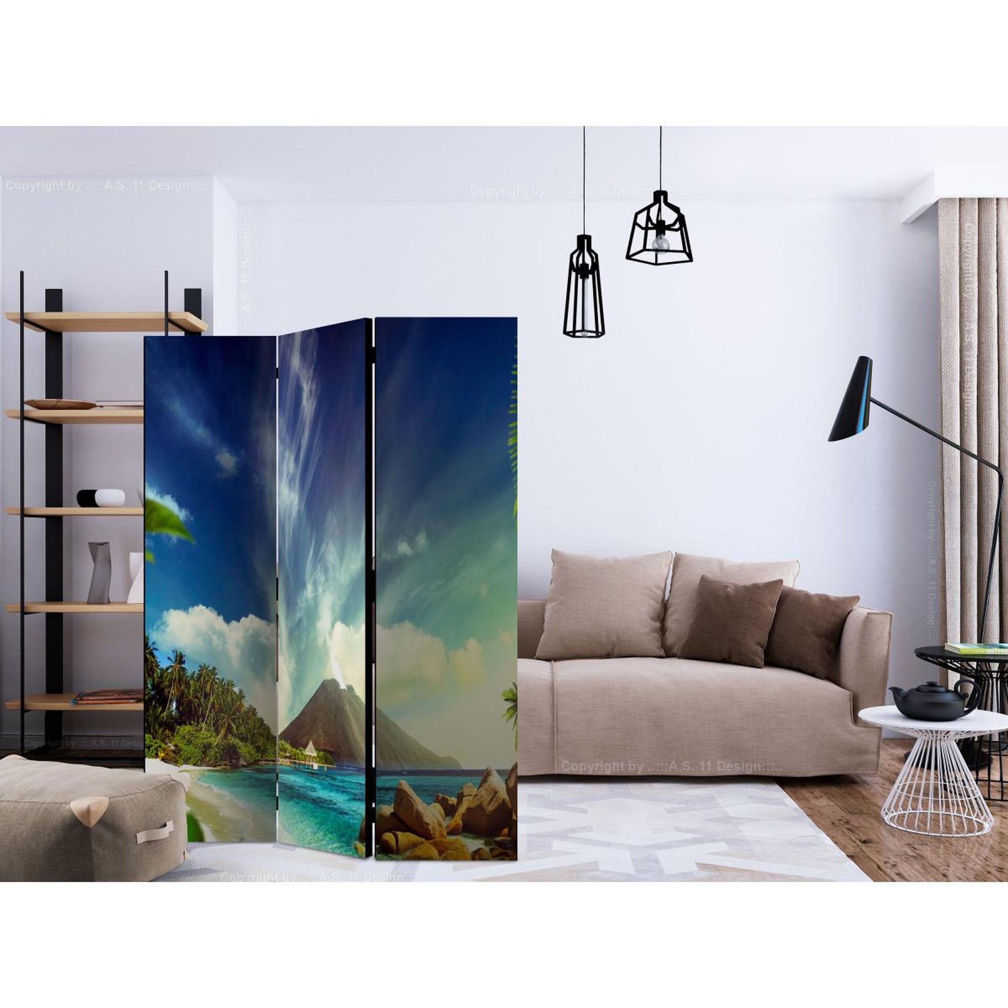 Voir la diapositive 2 : Paris Prix Paravent 3 volets  dormant volcano  135x172cm