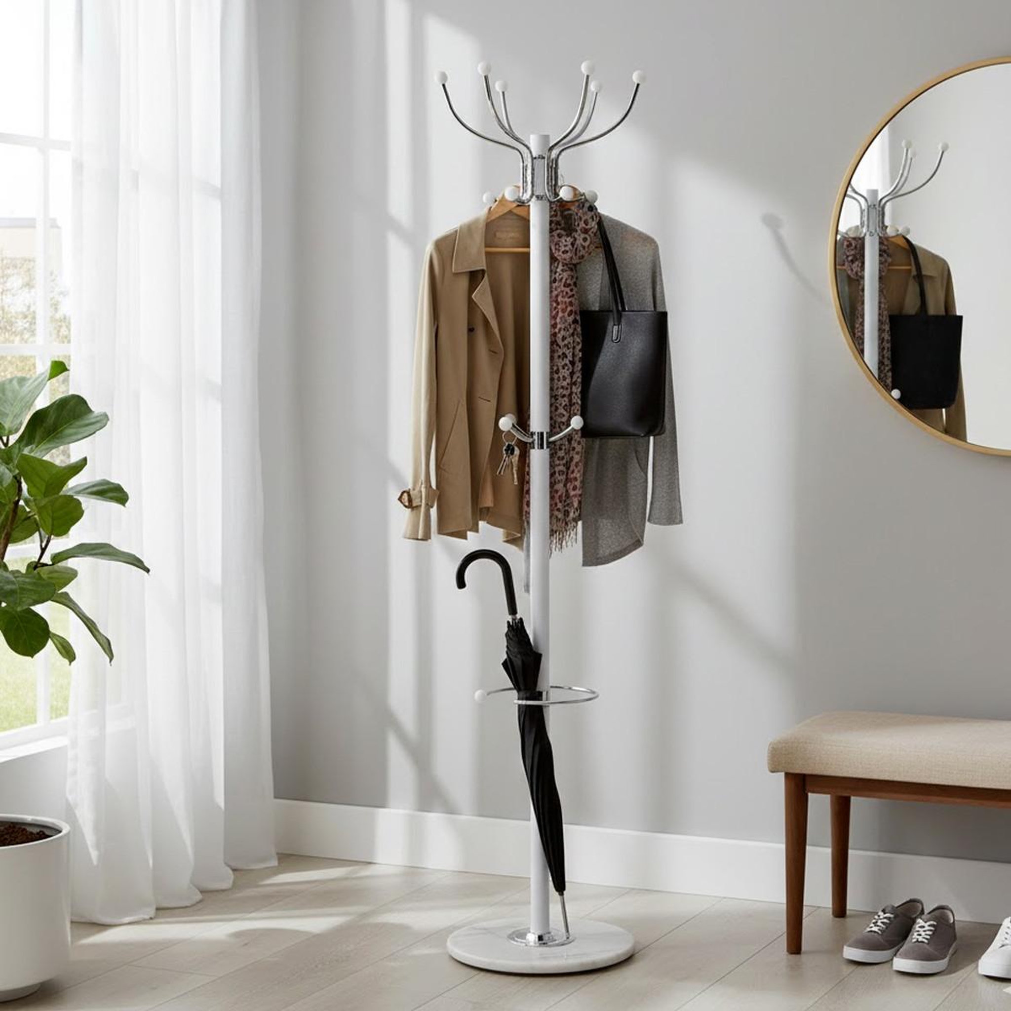 Voir la diapositive 2 : Paris Prix Porte-manteau design  vinty  176cm blanc & chrome