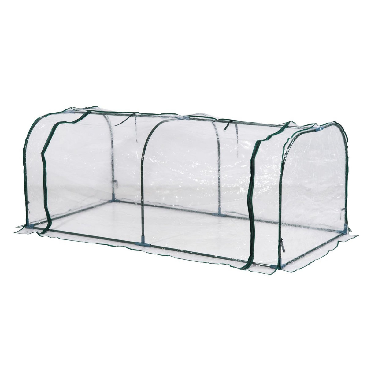 HOMCOM Serre de jardin tunnel 2L x 1l x 0,8H m tente bâche transparent acier