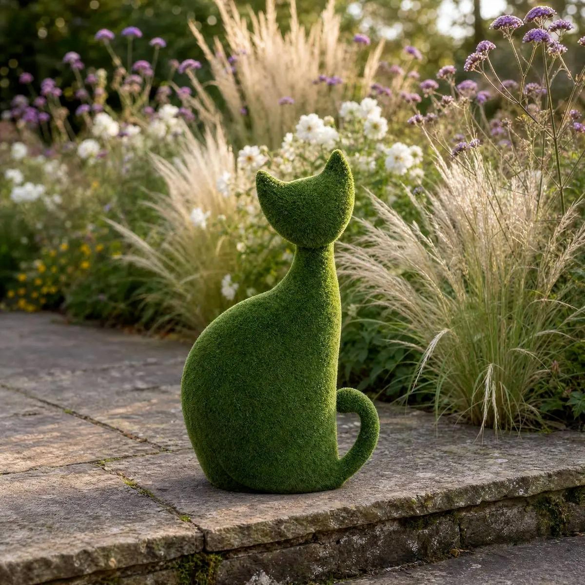 Voir la diapositive 2 : ATMOSPHERA Chat déco extérieur  grass  43cm vert