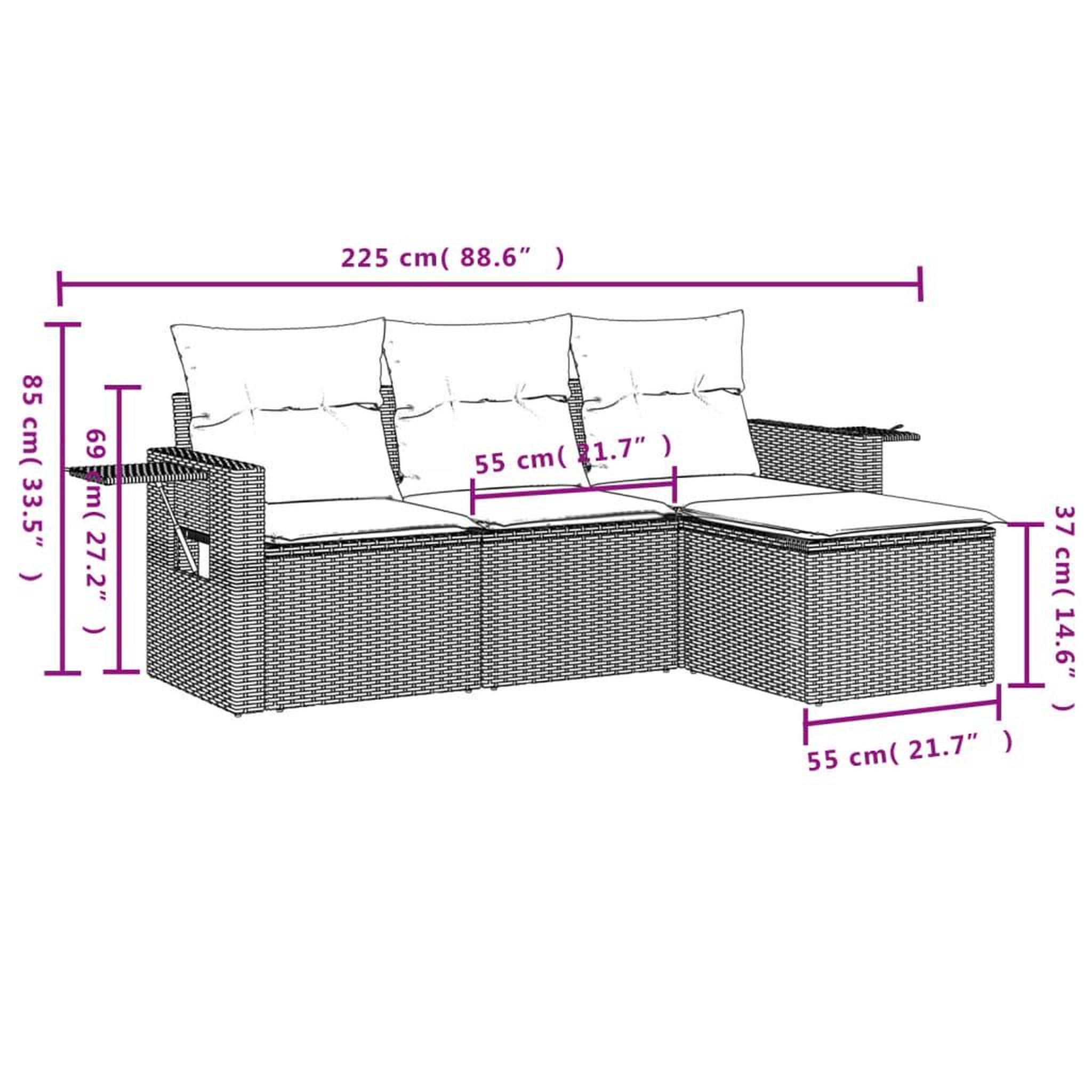 Voir la diapositive 4 : VIDAXL Salon de jardin avec coussins 4 pcs beige resine tressee