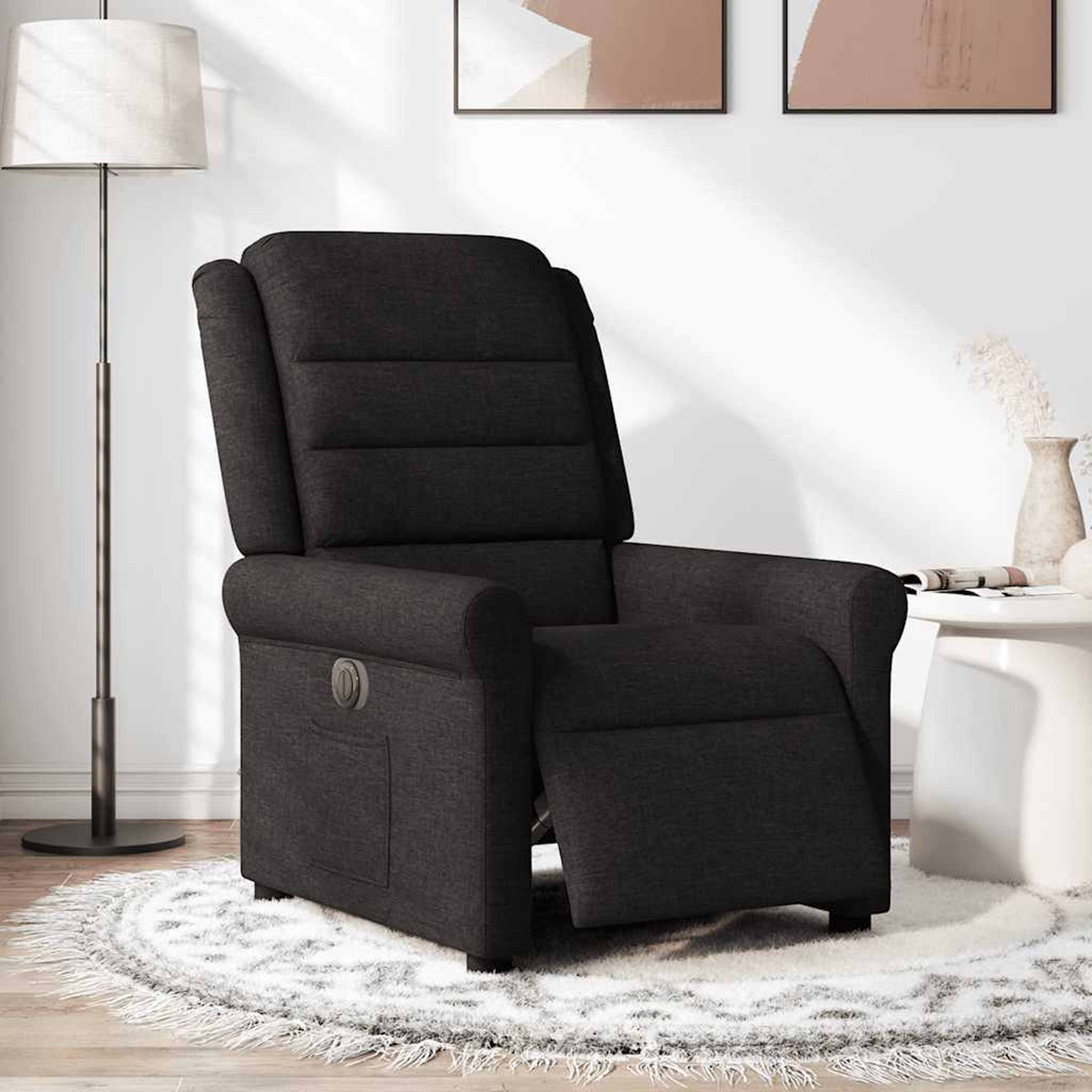 Voir la diapositive 3 : VIDAXL Fauteuil inclinable electrique Noir Tissu