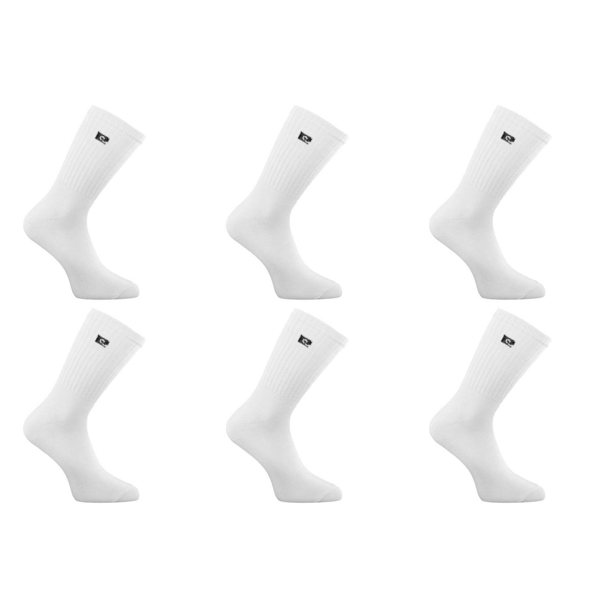 PIERRE CARDIN Lot de 6 paires de tennis homme uni logo noir 120 aiguilles Spugna. Coloris disponibles : Blanc