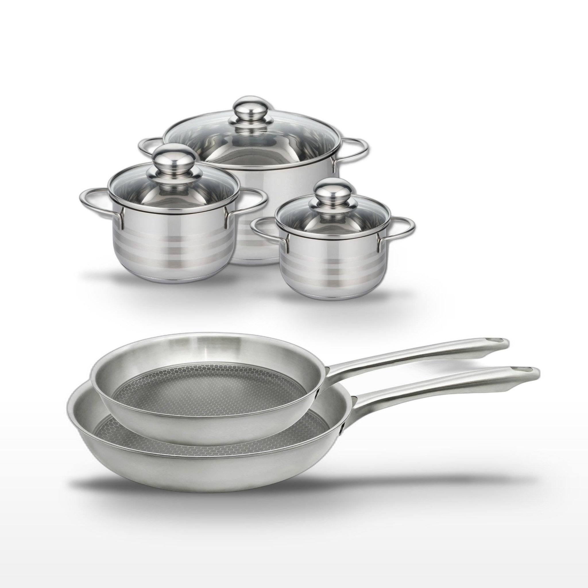 ELO Lot de 2 poêles 24/28 cm et 3 faitouts 14/16/24 cm elo relief passion