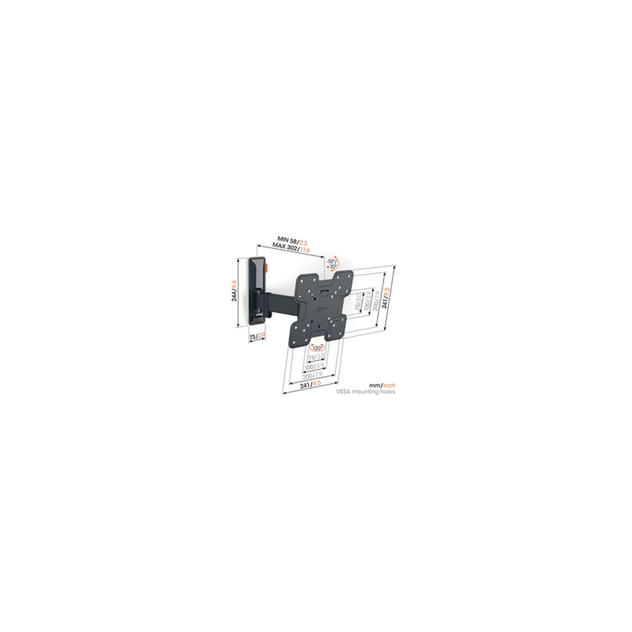 Voir la diapositive 5 : Vogel's Support mural pour écran plat Vogel s TVM 322FD9 ORIENTABLE POUR TELEVISION DE 19 A 43
