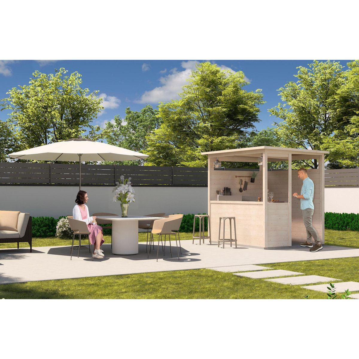 DECOR ET JARDIN Cuisine d'été moderne - Bois - 3,12m² - SAFRAN