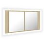Voir la diapositive 2 : VIDAXL Armoire a miroir a LED de bain Chene sonoma 90x12x45 Acrylique